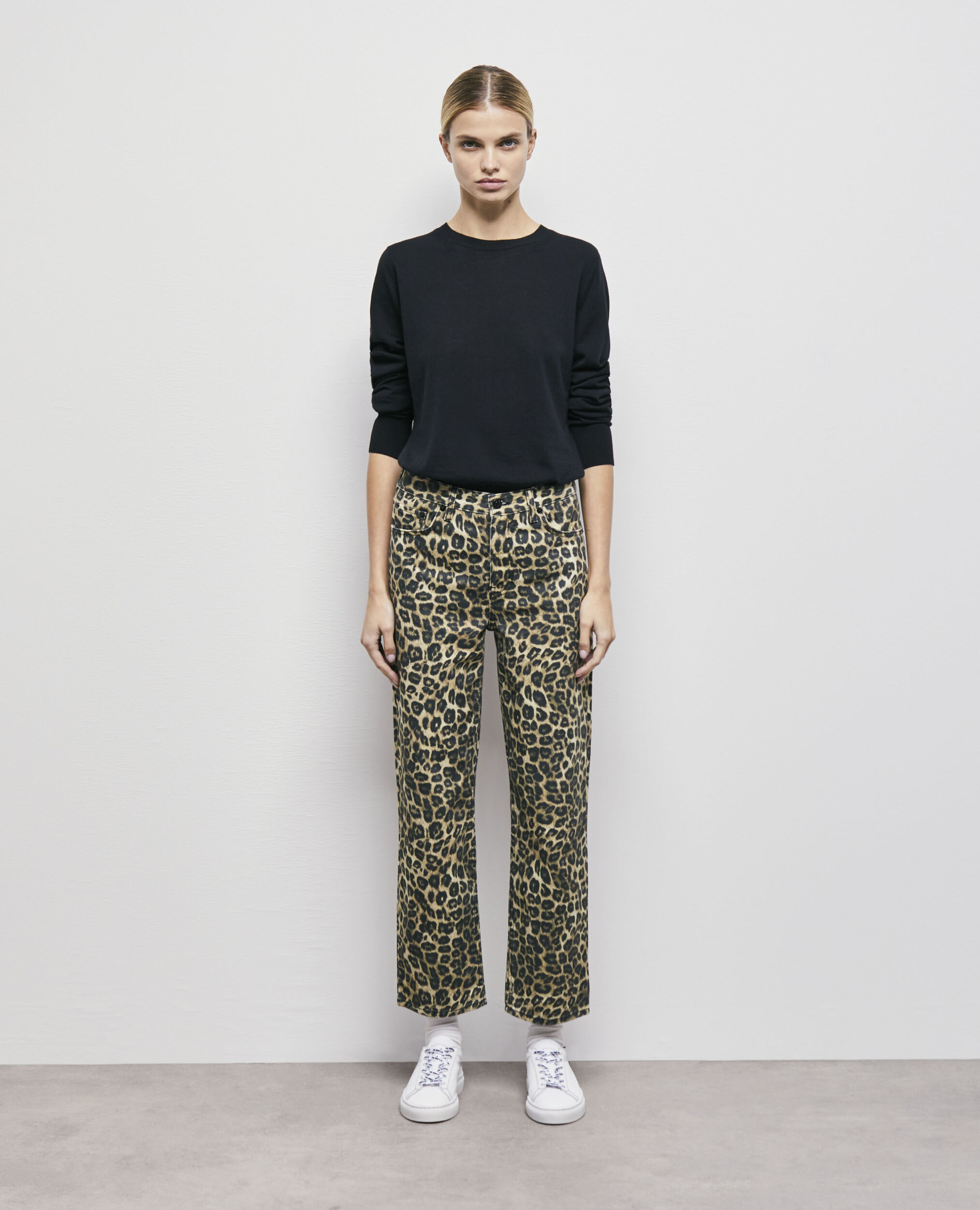 Leopard print straight-cut jeans LEOPARD
