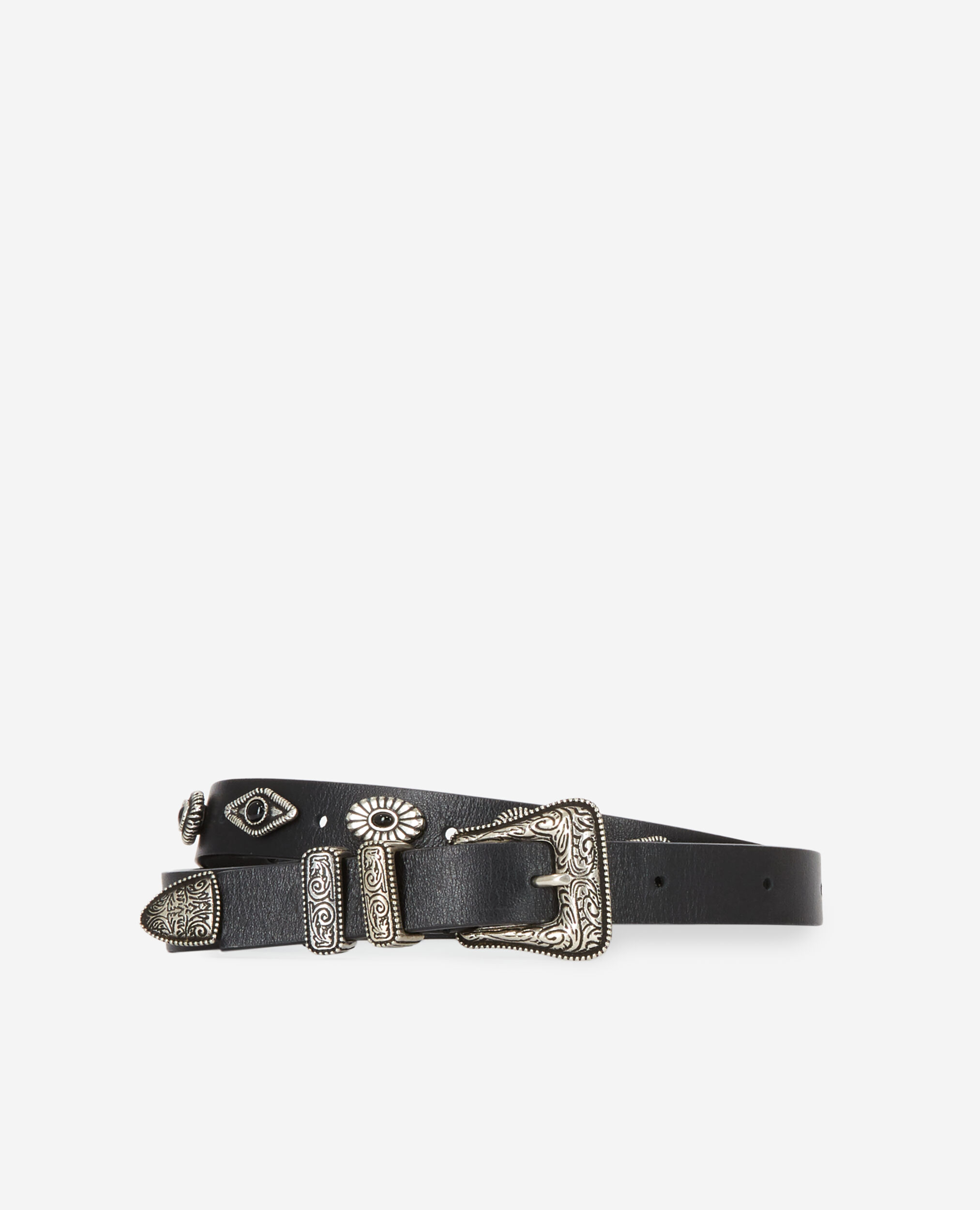Black leather belt BLACK