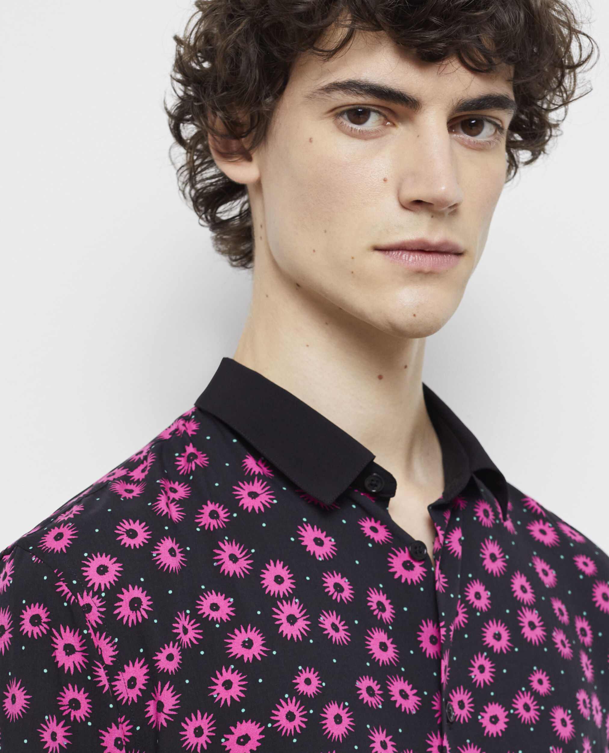 Printed classic-collar shirt BLACK / PINK