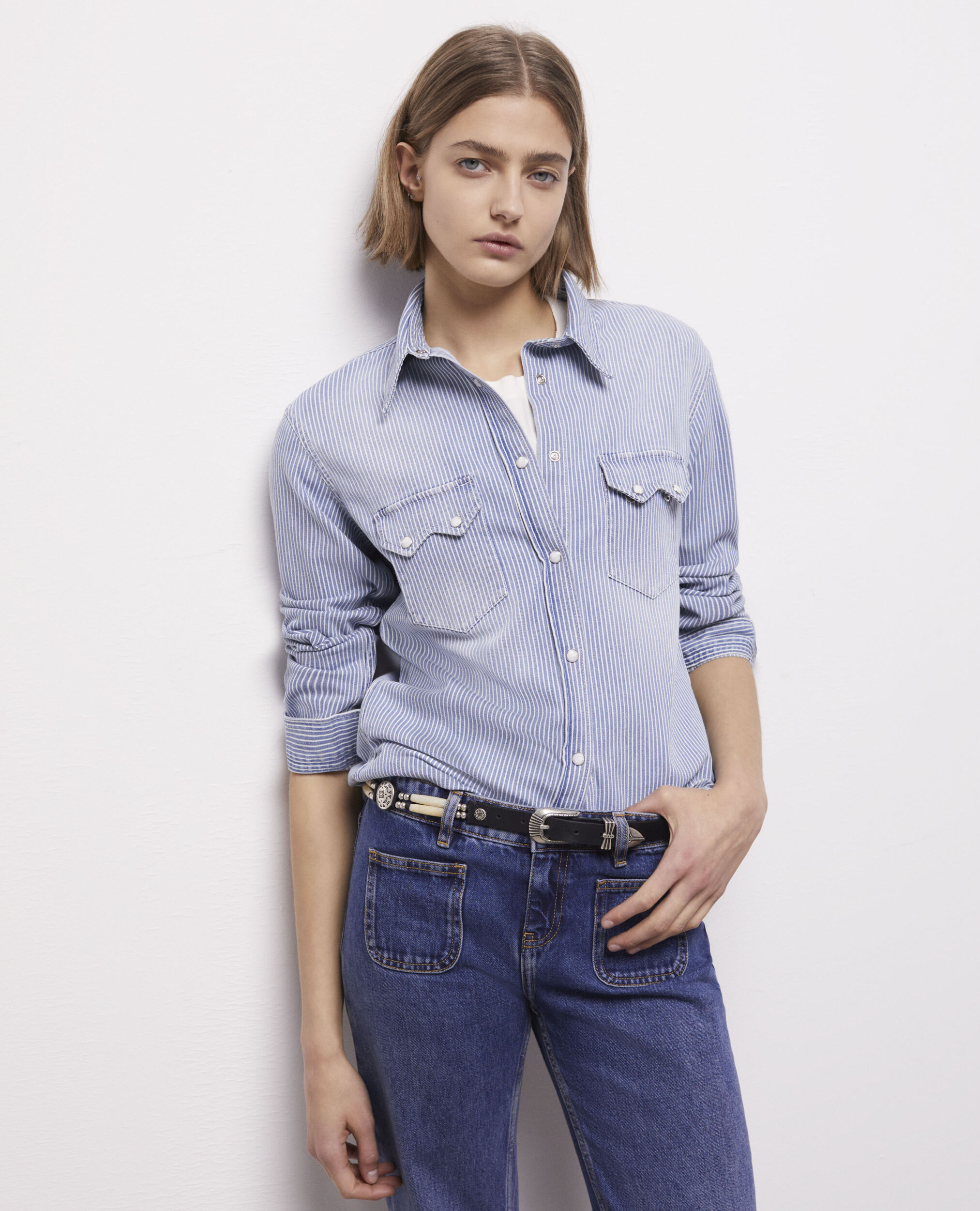 Blue and white striped shirt BLUE DENIM