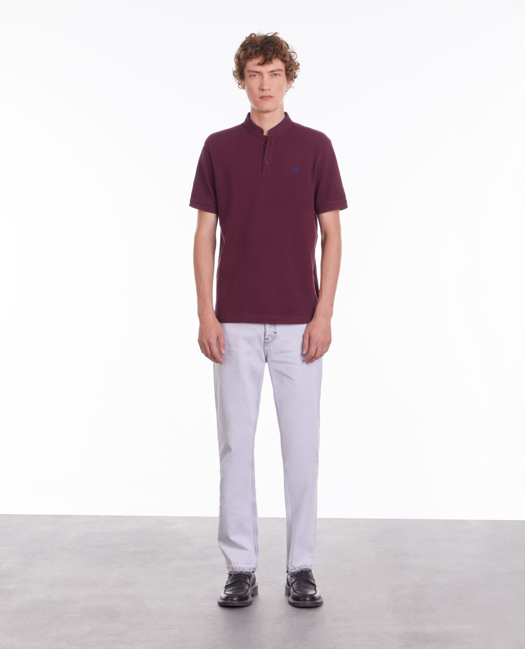 Burgundy cotton polo t-shirt BORDEAUX