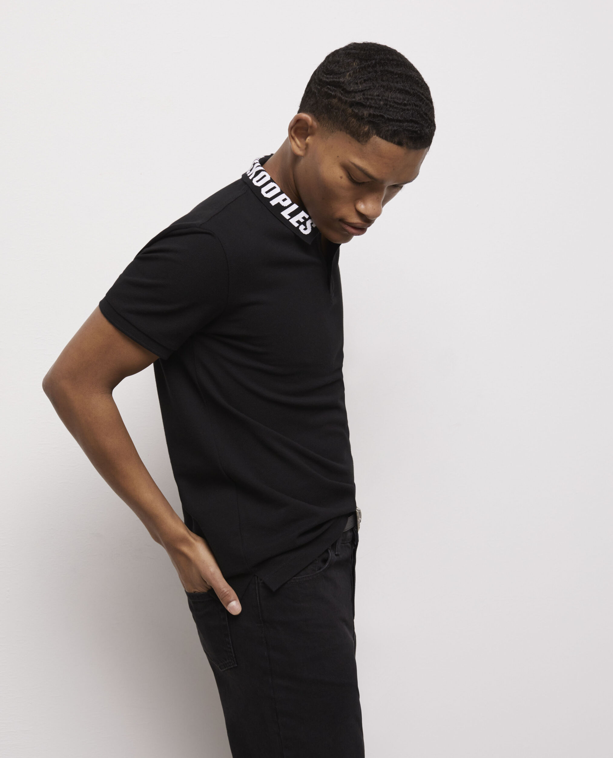 Black logo polo shirt BLACK