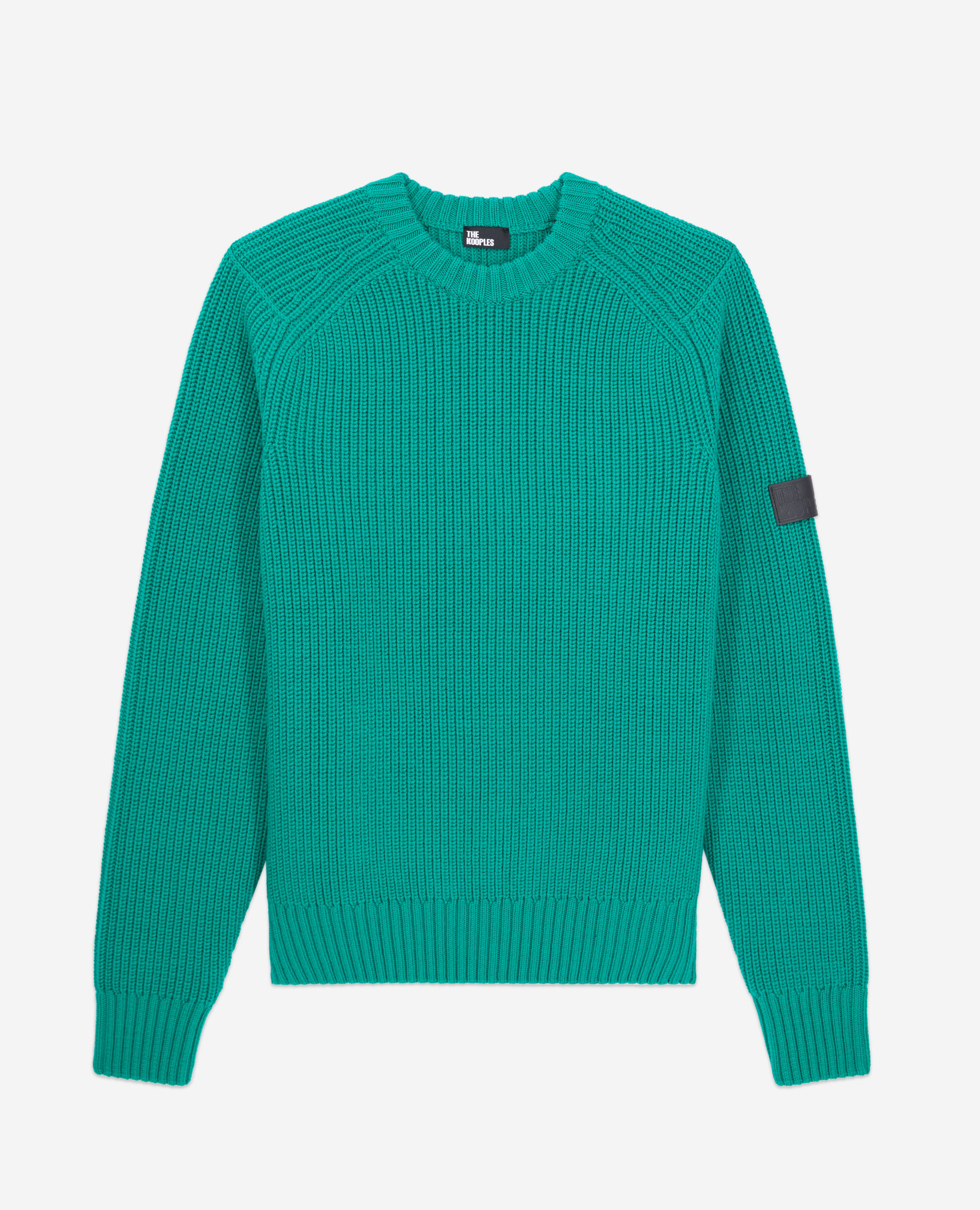 Green ribbed knit sweater GREEN