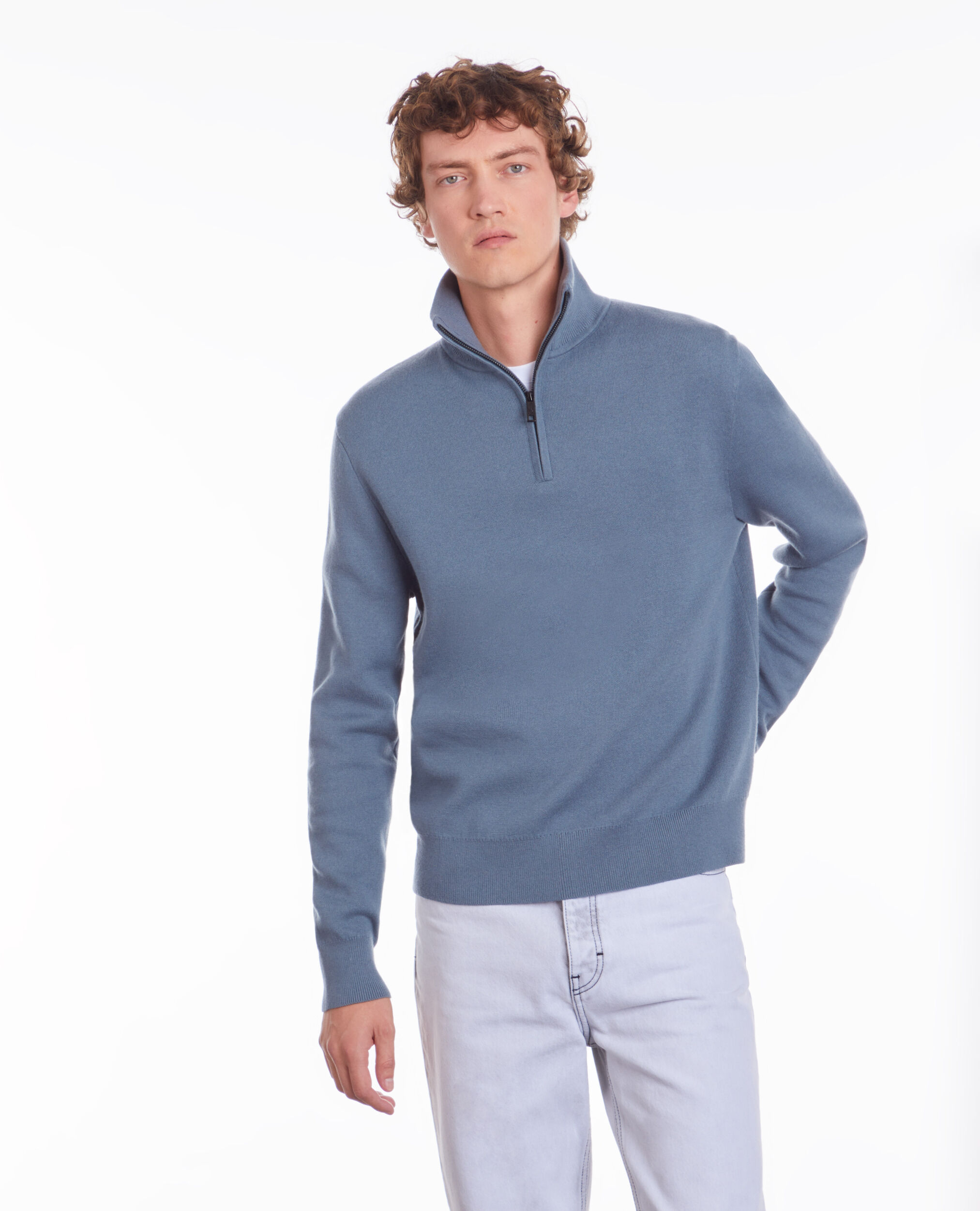Blue sweater with debossed logo BLUE GREY