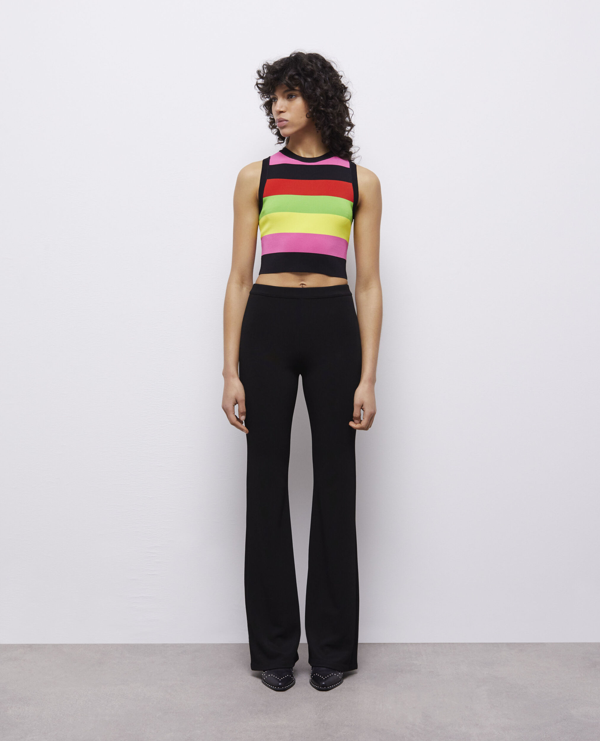 Short multicolor striped sweater MULTICOLOR