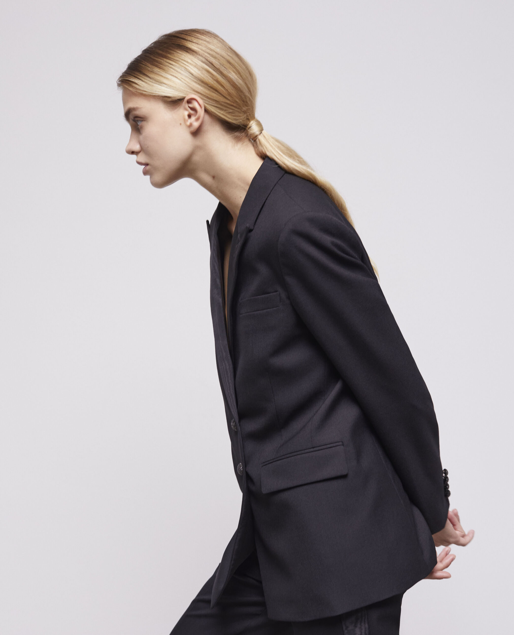 Black wool suit jacket BLACK