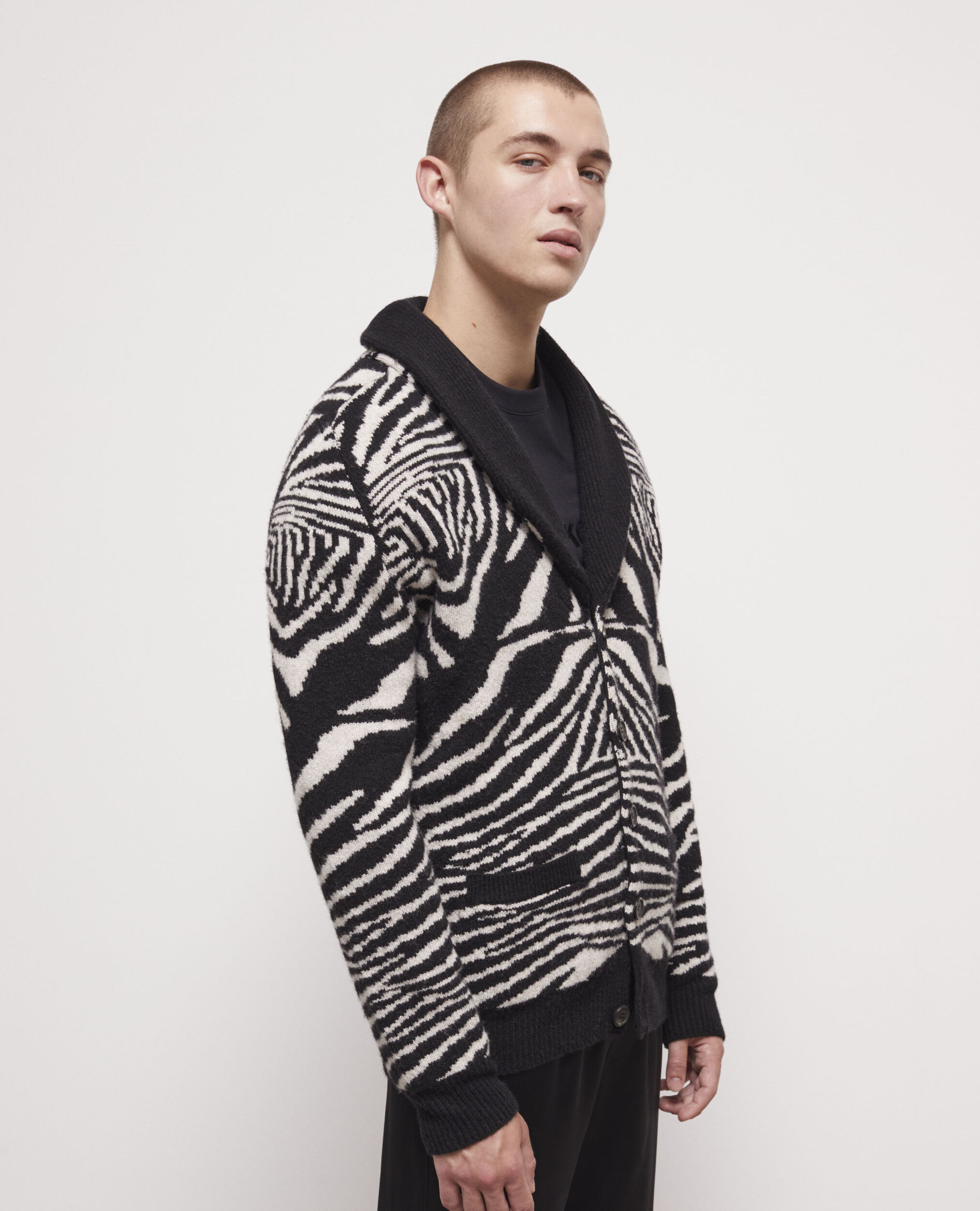Printed wool sweater BLACK WHITE