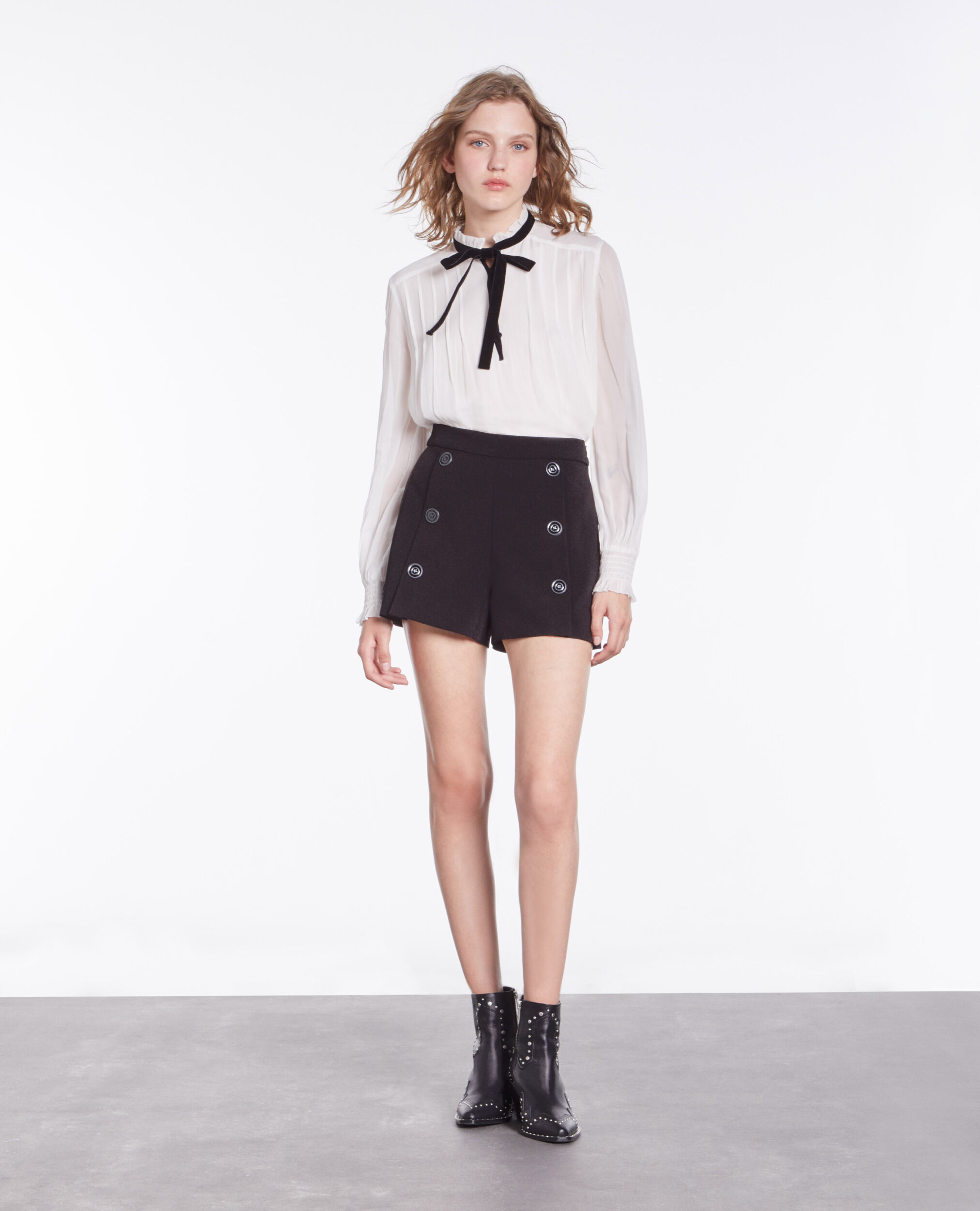 Black crepe shorts BLACK