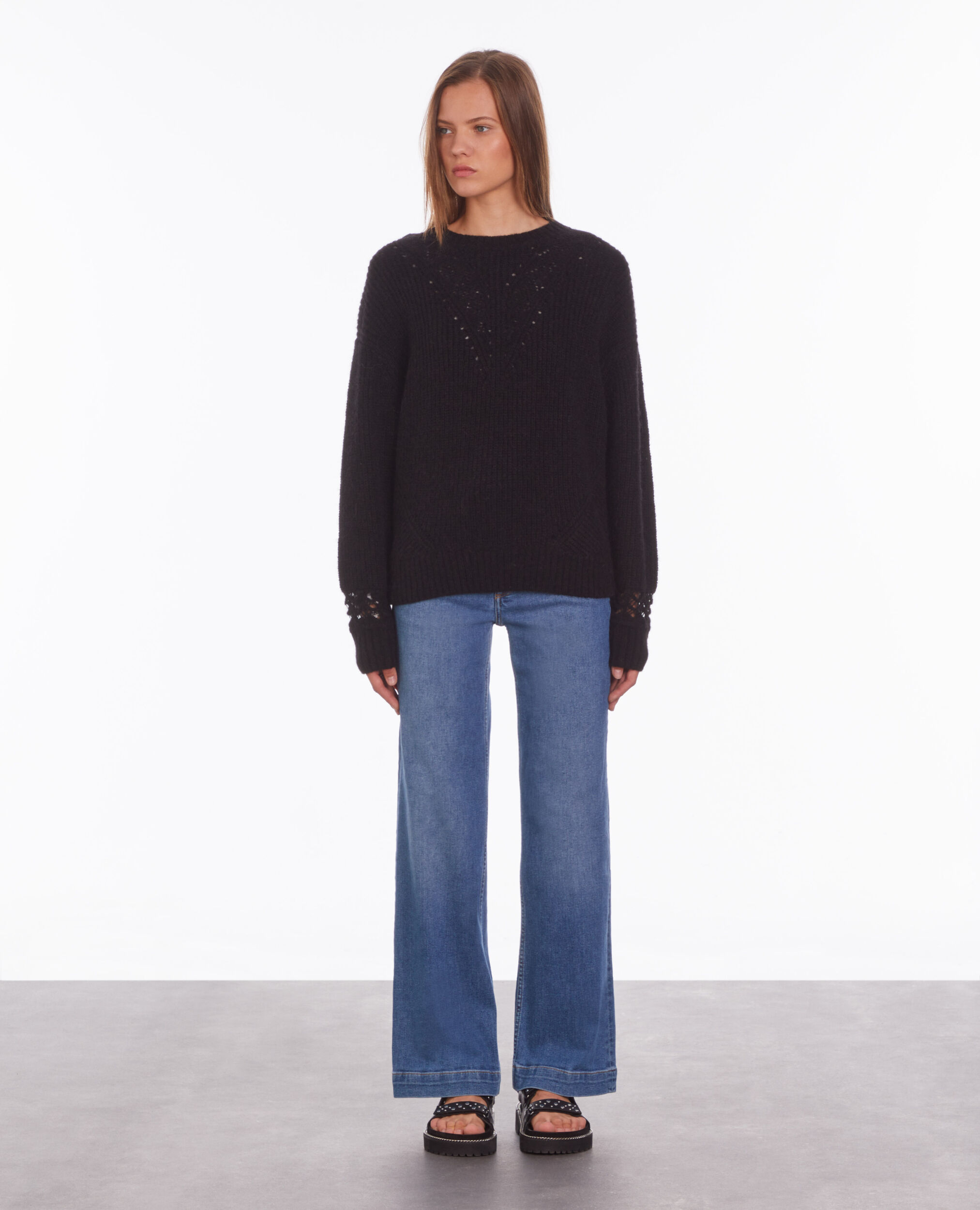 Black wool-blend sweater BLACK