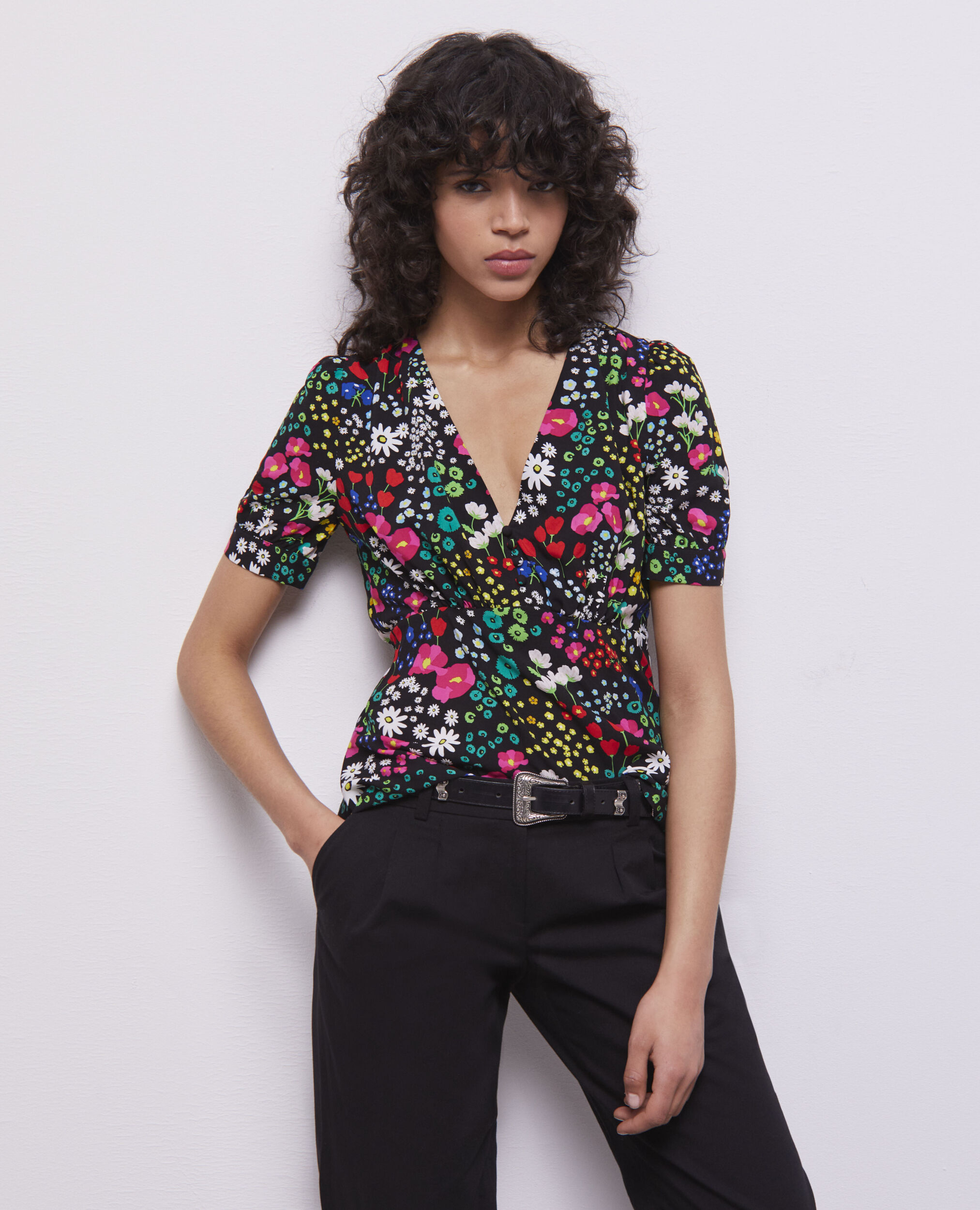 Printed top with buttoning MULTICOLOR