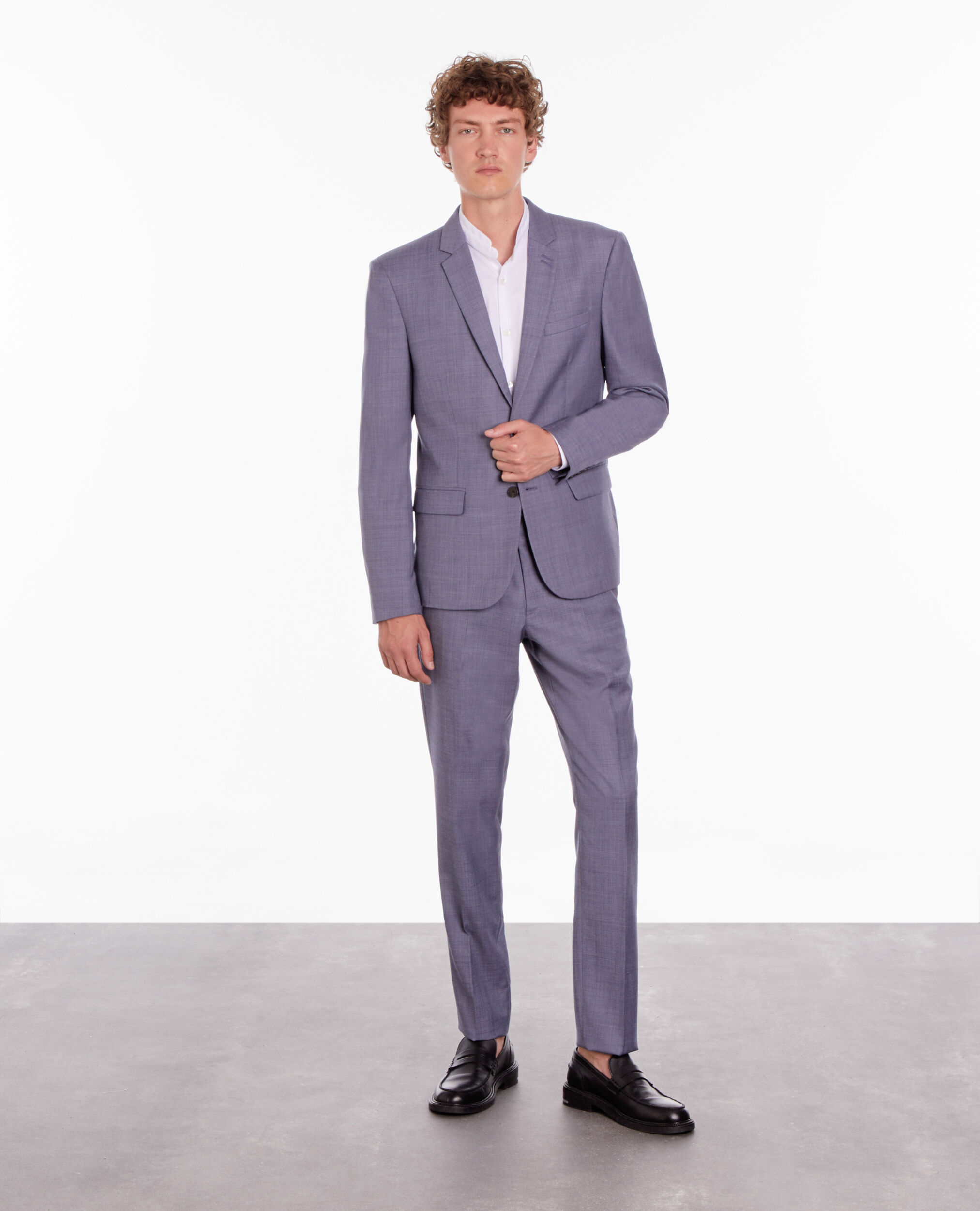 Blue and grey checkered wool suit blazer LIGHT BLUE