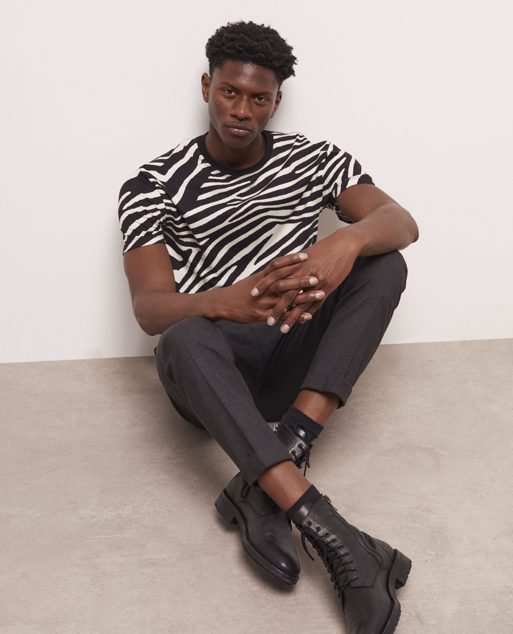Men's zebra print t-shirt BLACK / WHITE