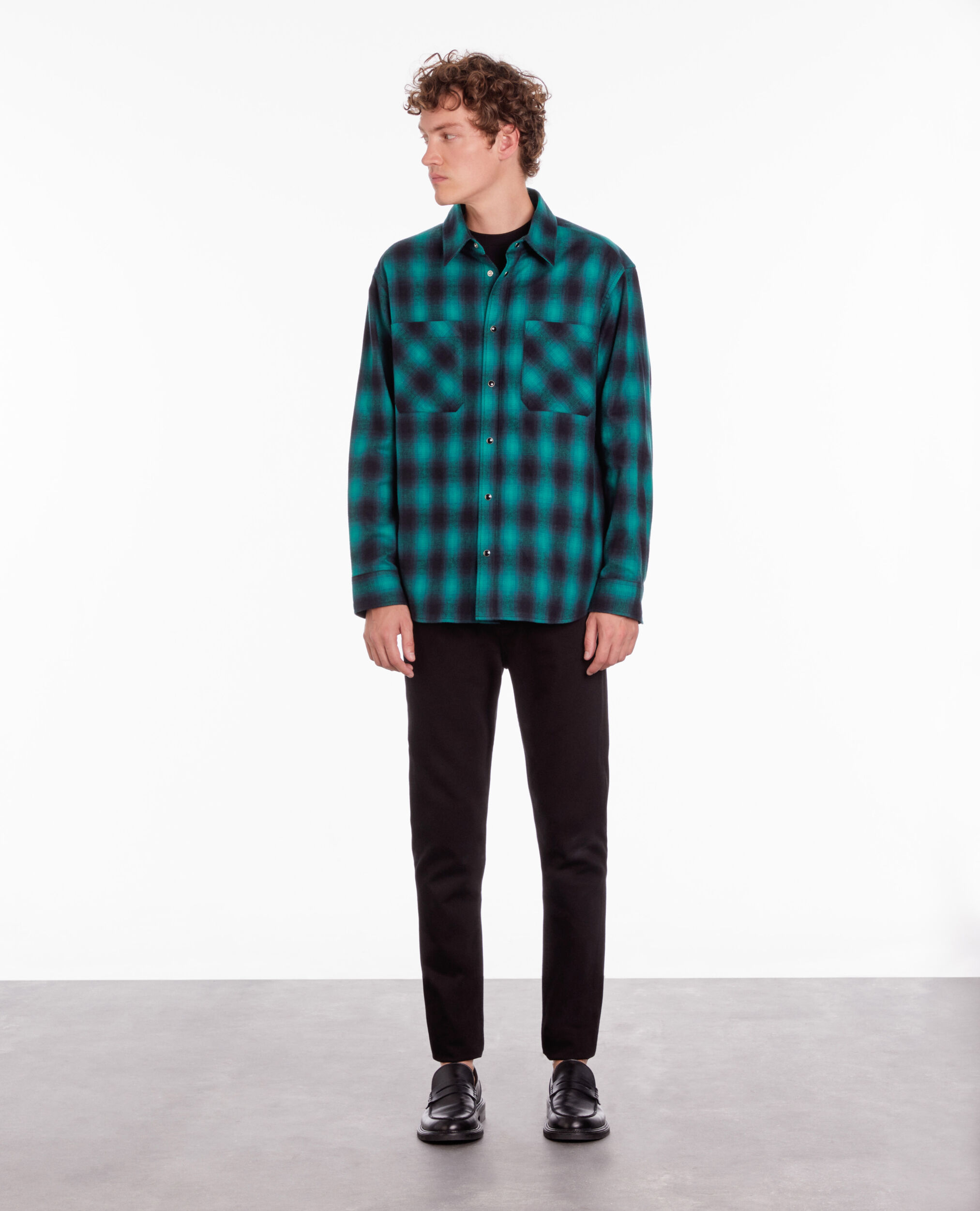 Black and green checked overshirt BLACK / GREEN