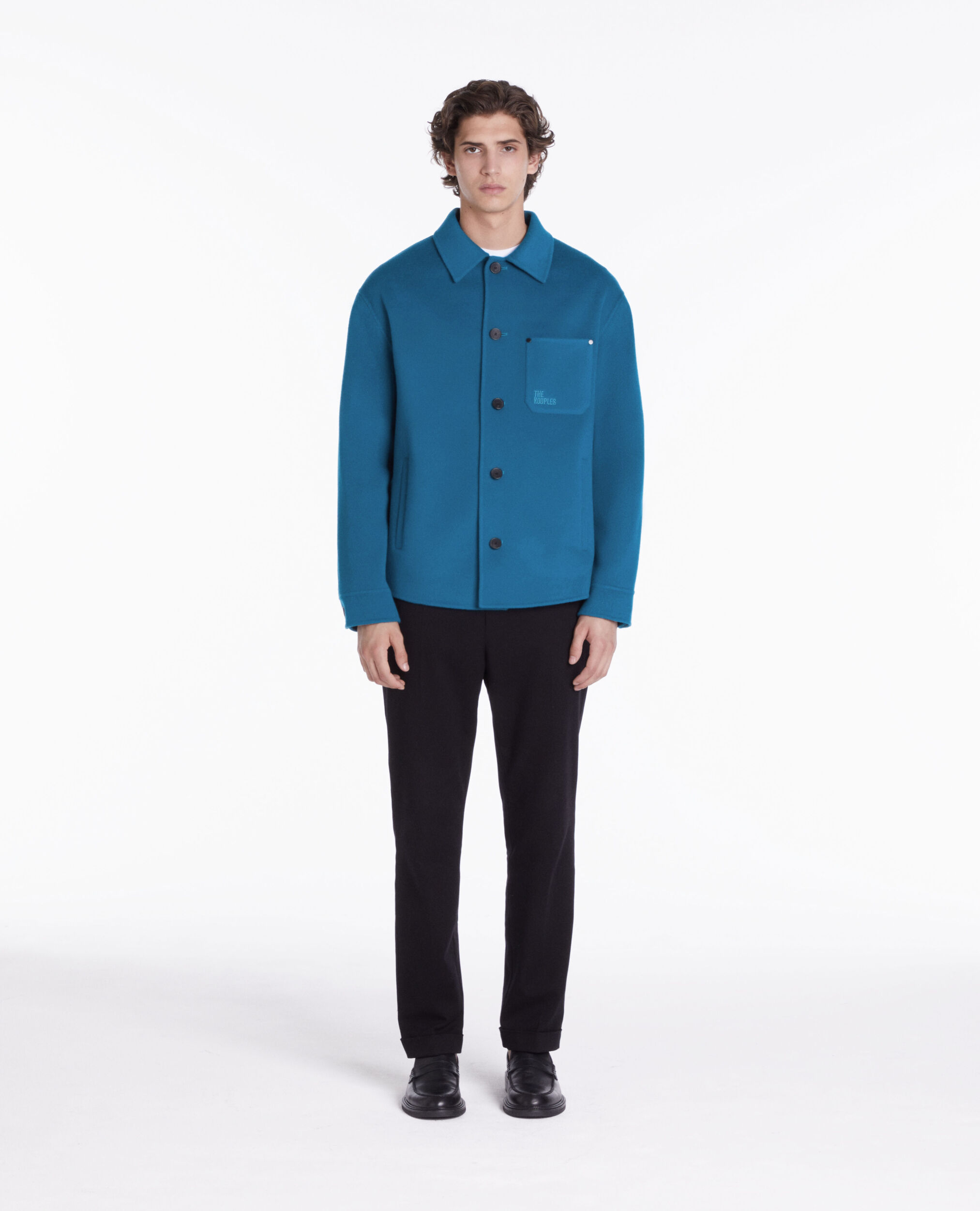 Blue wool overshirt style jacket MEDIUM BLUE