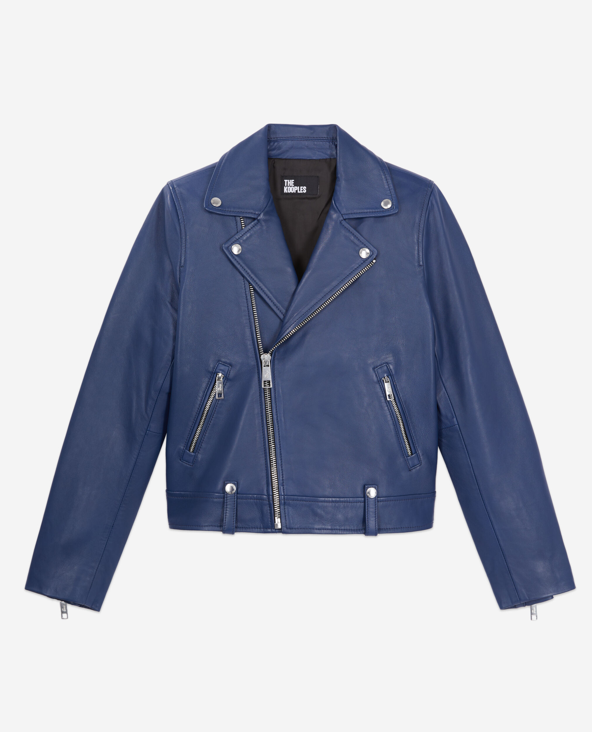 Blue leather biker jacket ROYAL BLUE - DARK NAVY