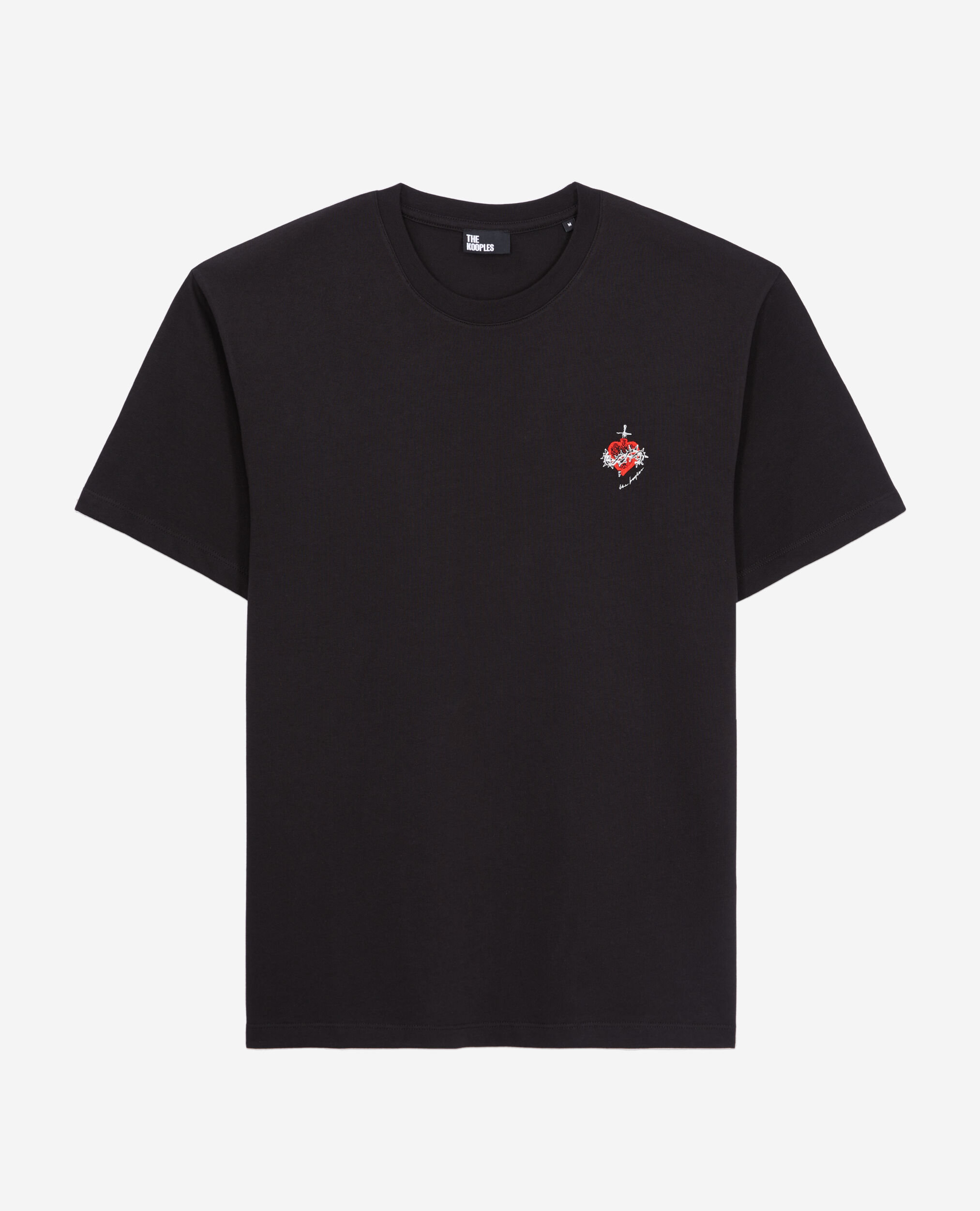 Men's black t-shirt with dagger through heart embroidery BLACK