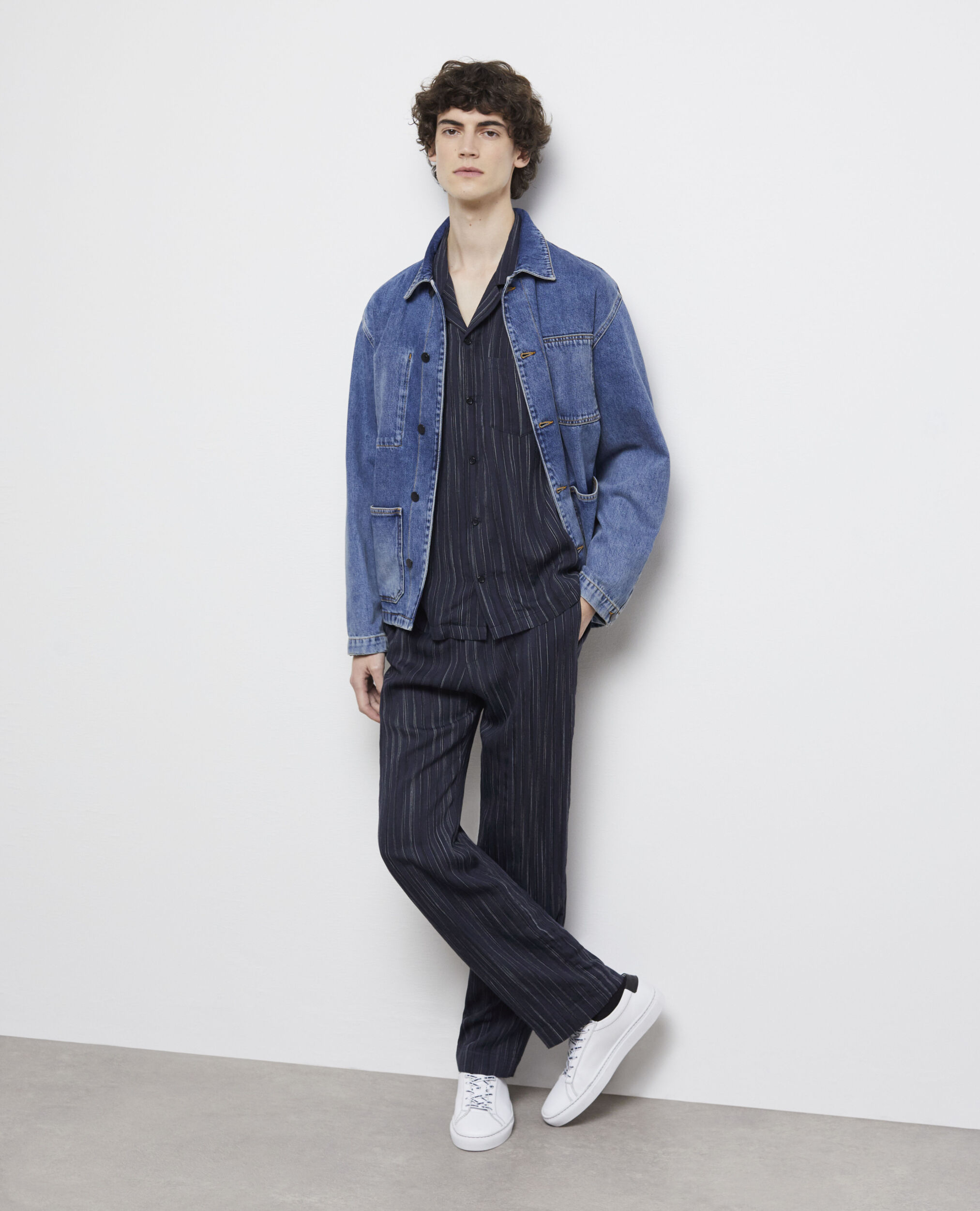 Navy blue striped pants DARK NAVY-ECRU