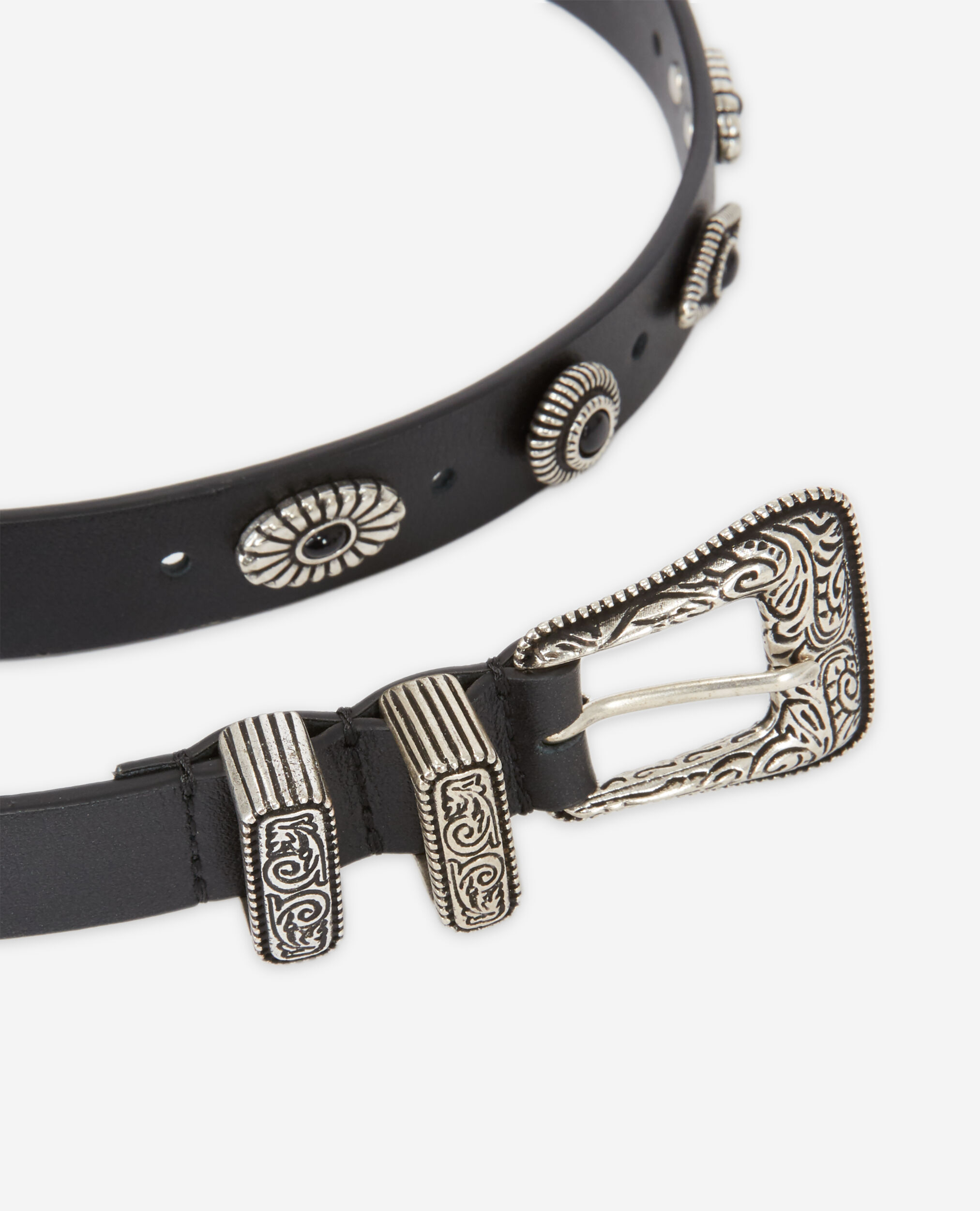 Black leather belt BLACK