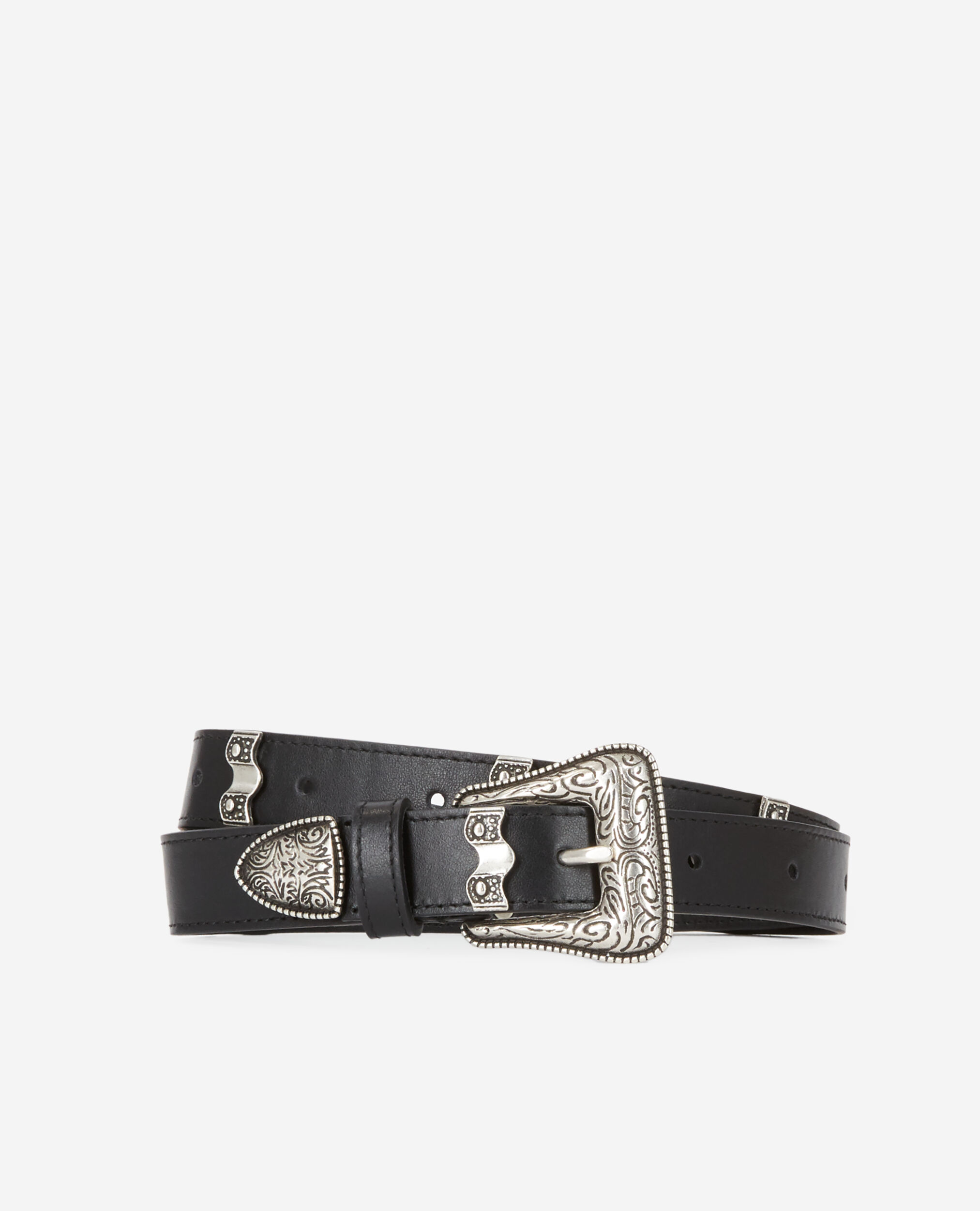 Black leather belt BLACK