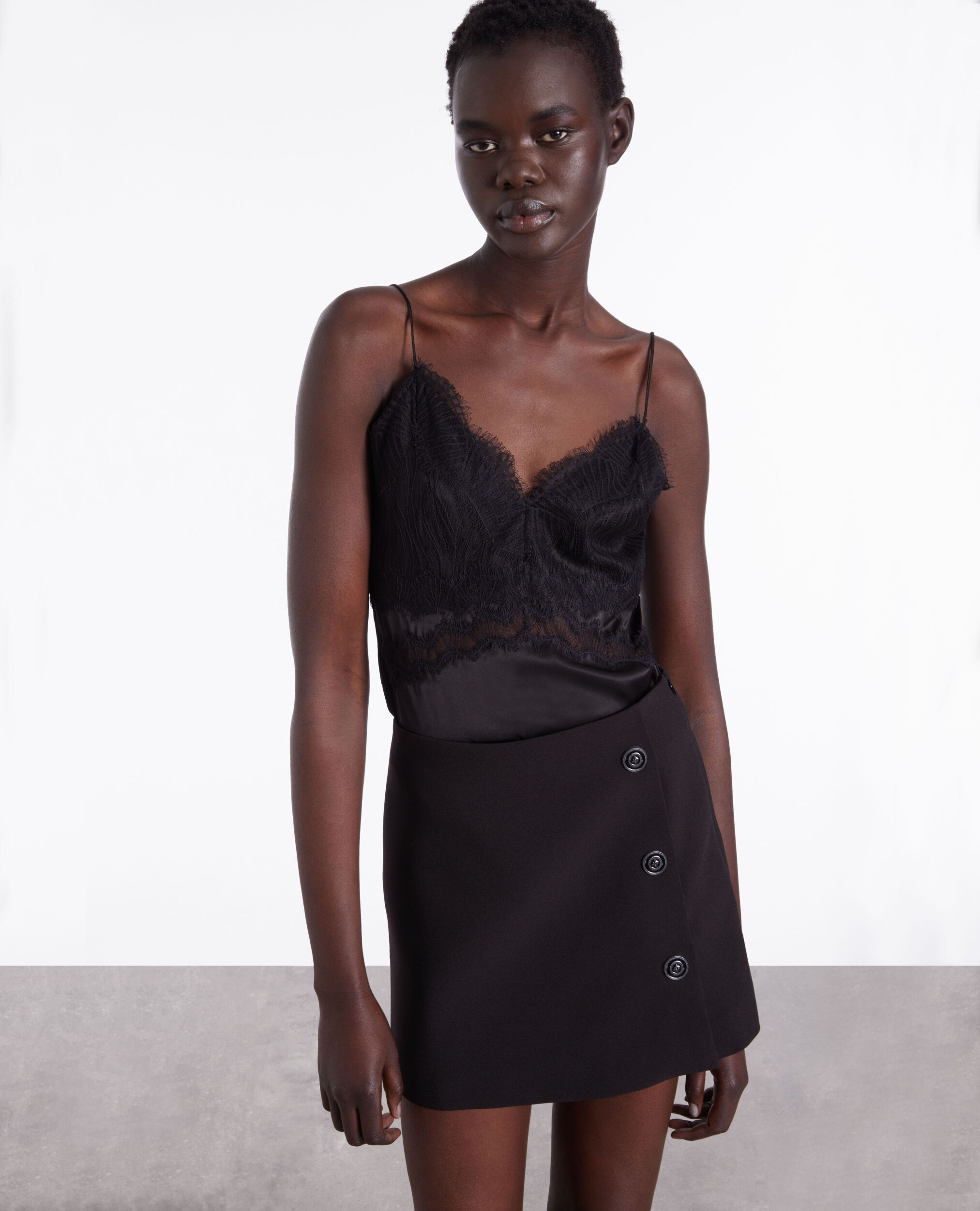 Black camisole with lace details BLACK