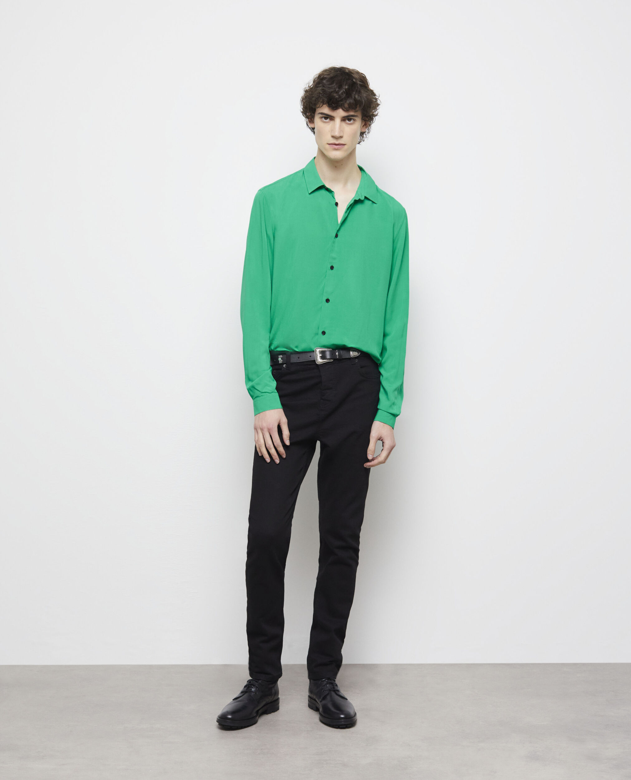 Classic collar green shirt GREEN