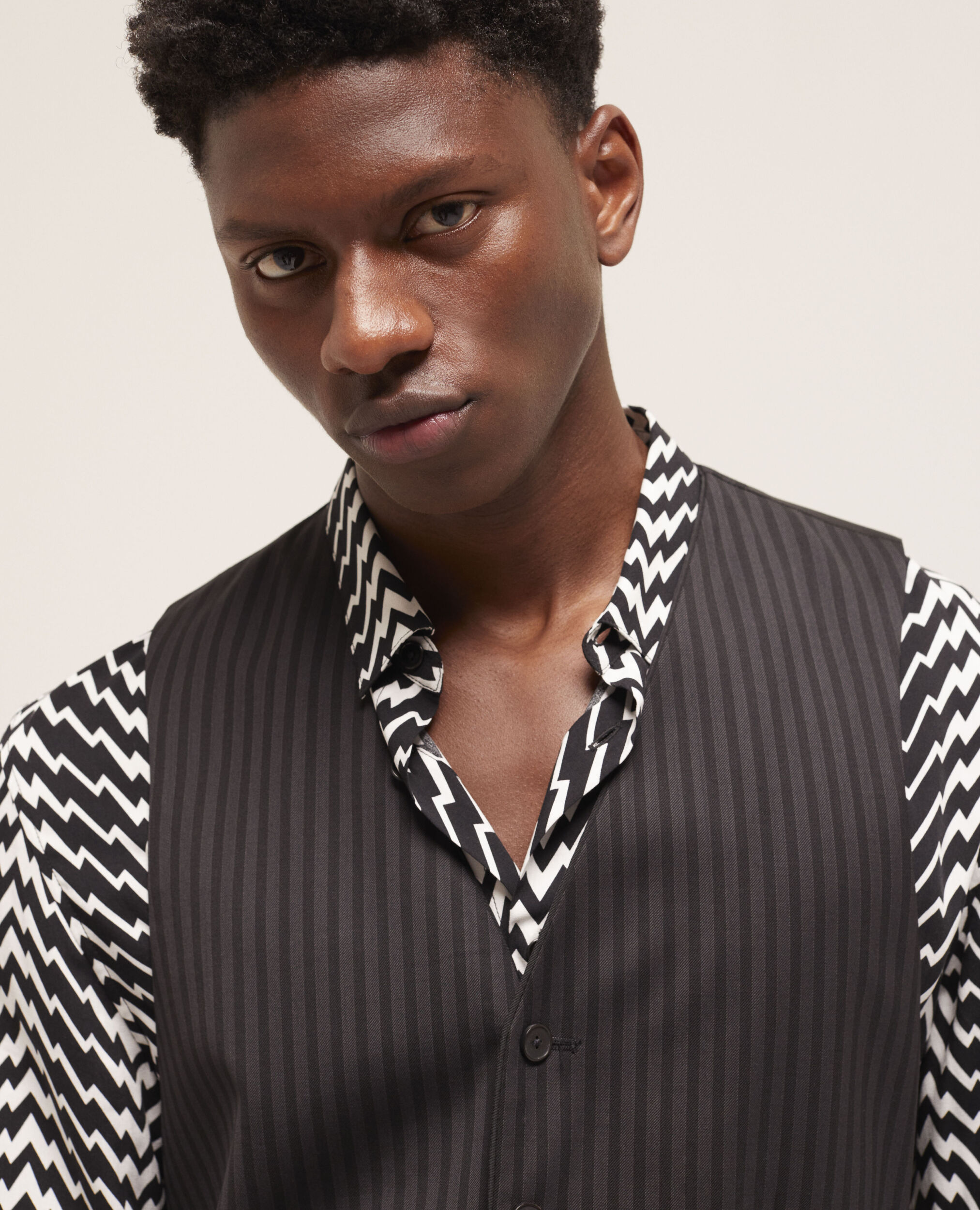Black wool suit vest BLACK GREY