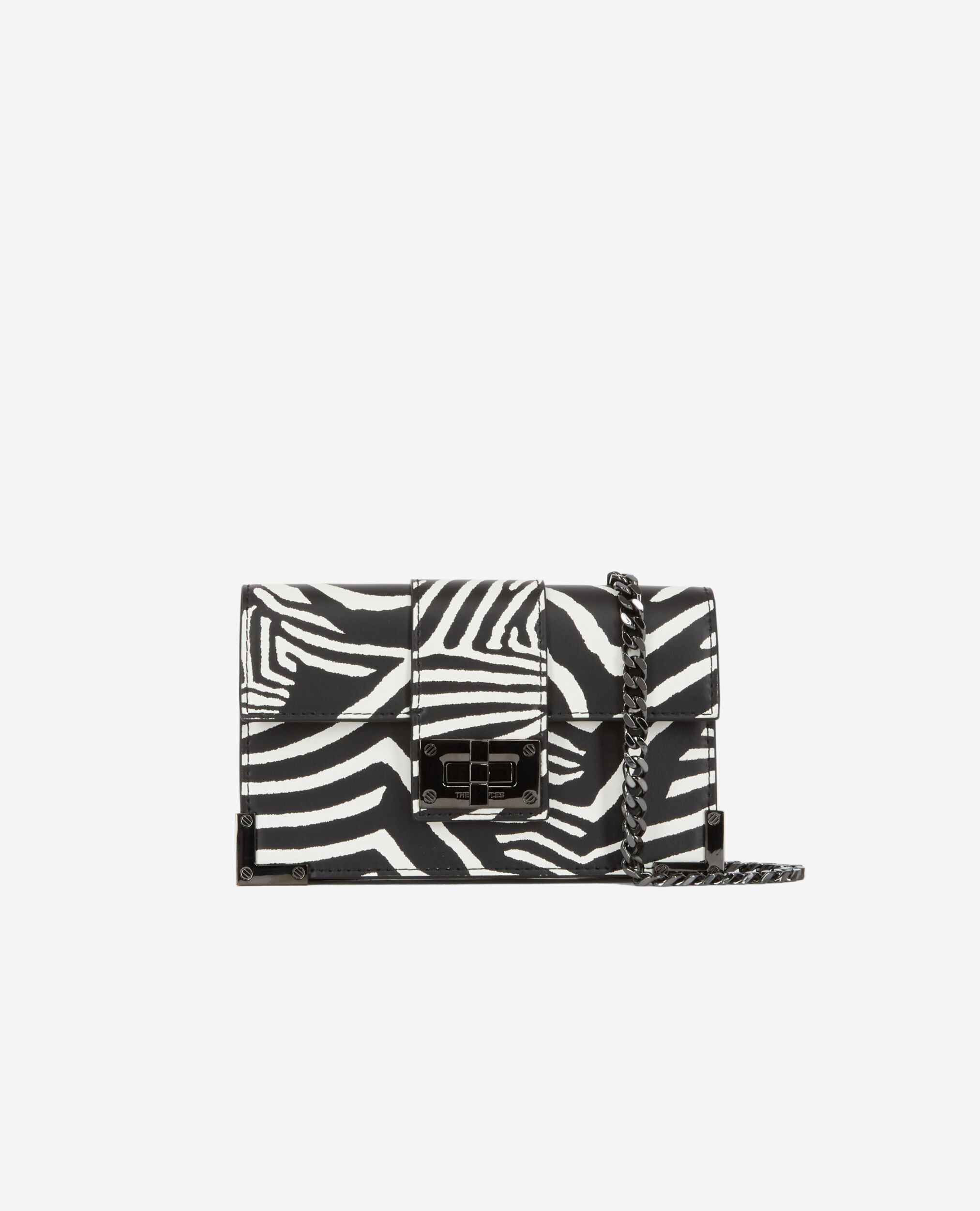 Small Emily zebra-print clutch bag BLACK / WHITE