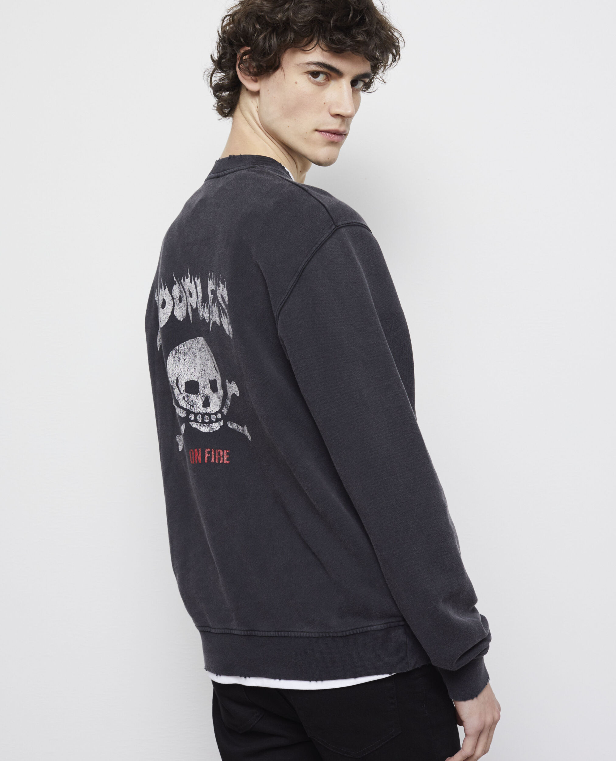 Black screen print sweatshirt BLACK WASHED