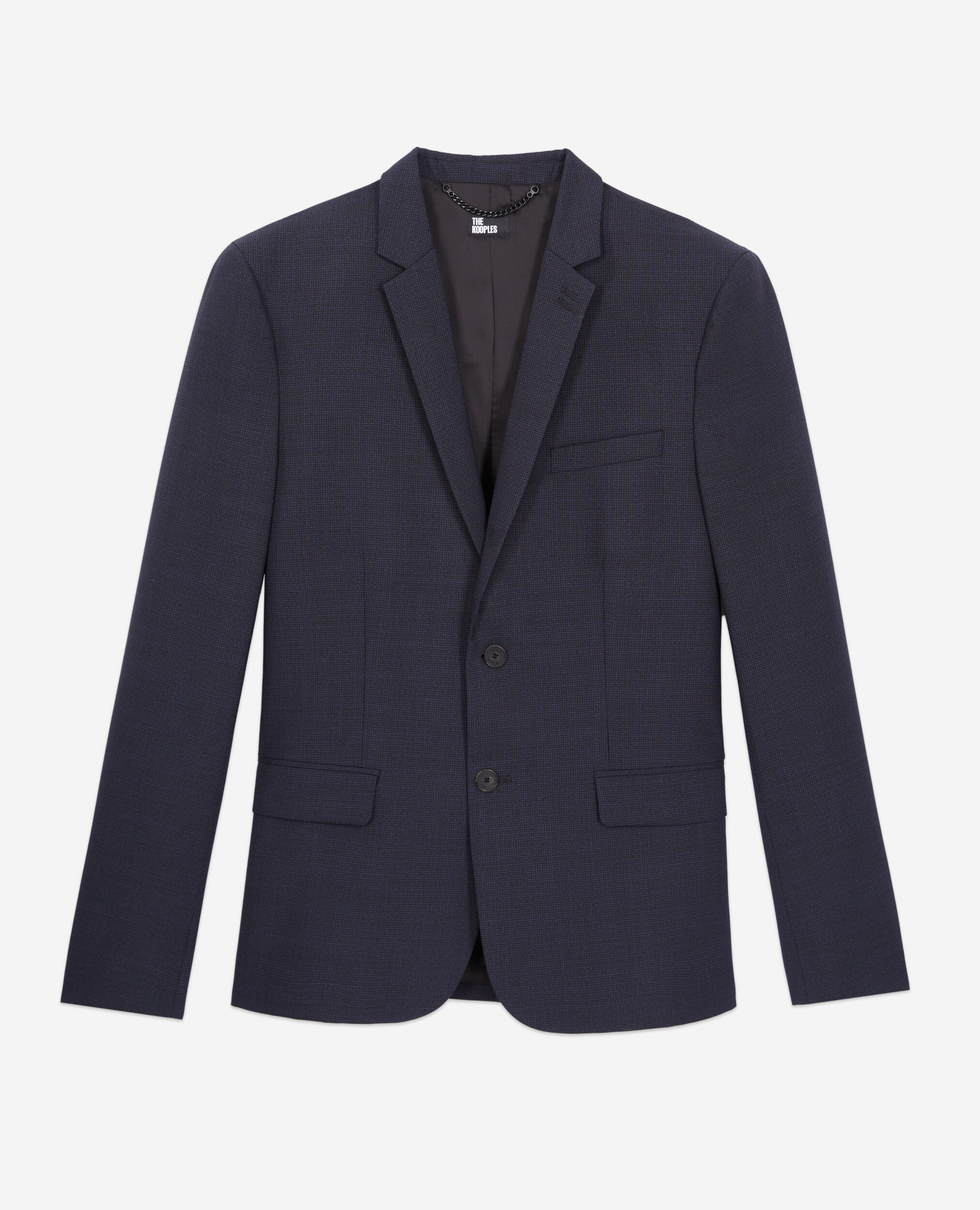 Navy blue micro-pattern wool suit jacket NAVY / BLACK