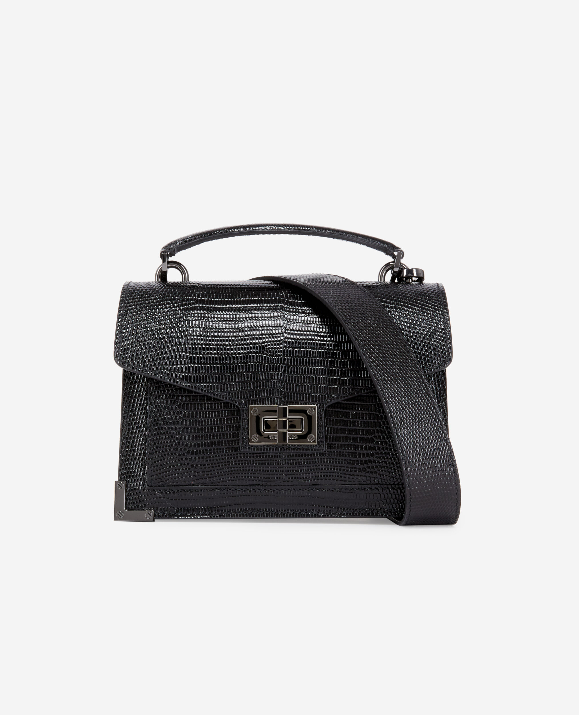 Small Emily bag in black lizard effect leather BLACK