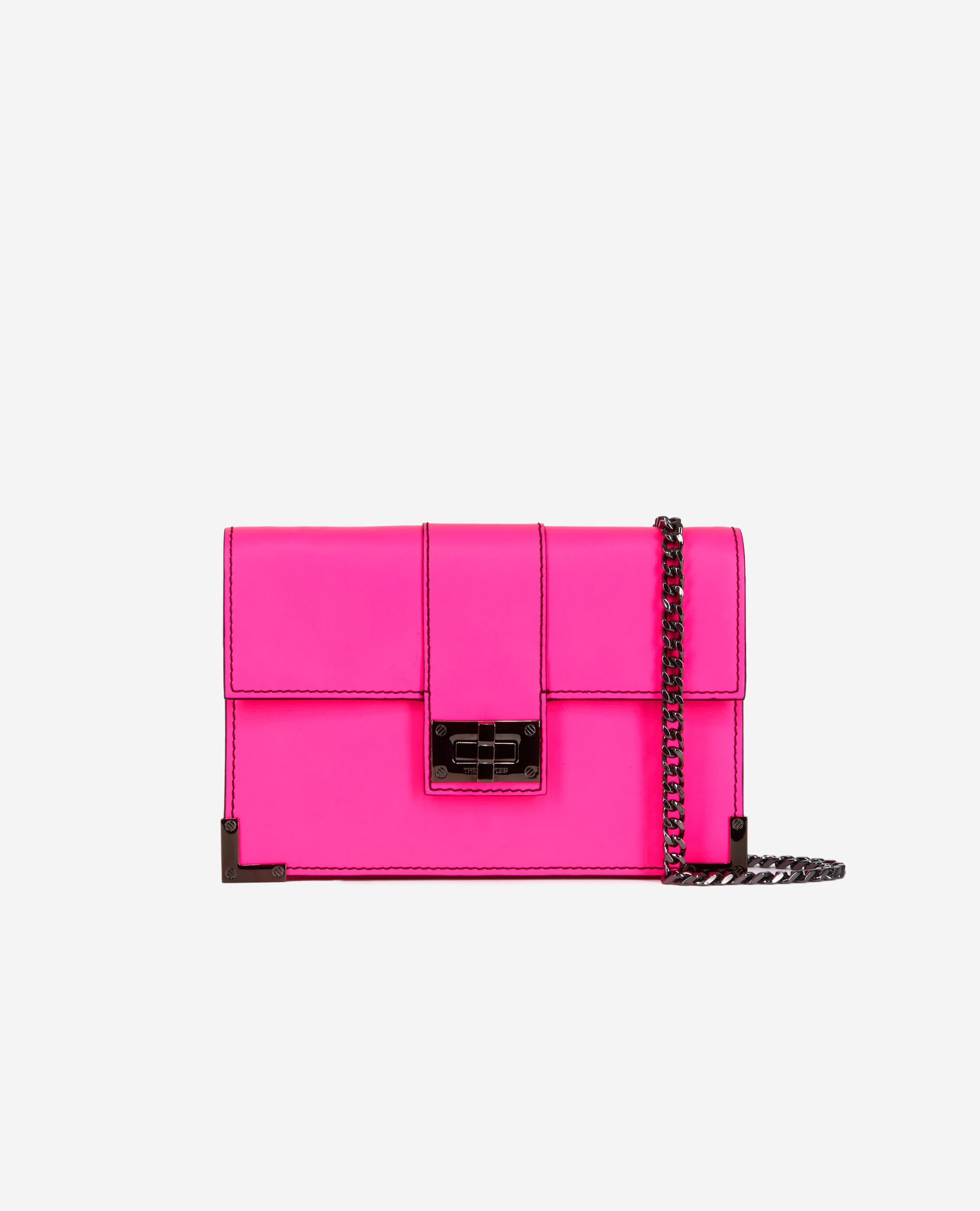 Medium Emily pink leather clutch bag ELECTRIC PINK