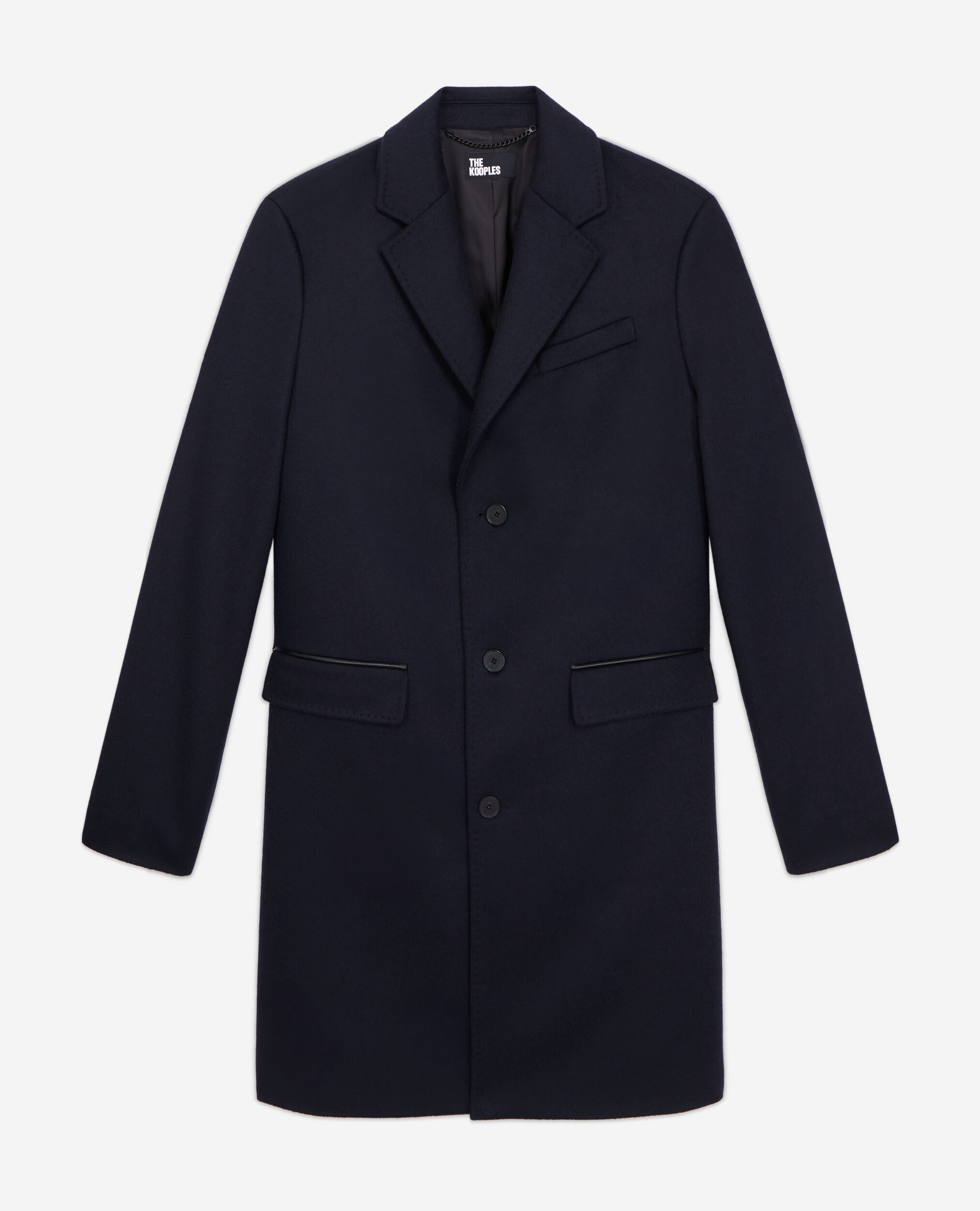 Long navy blue cashmere coat DARK NAVY