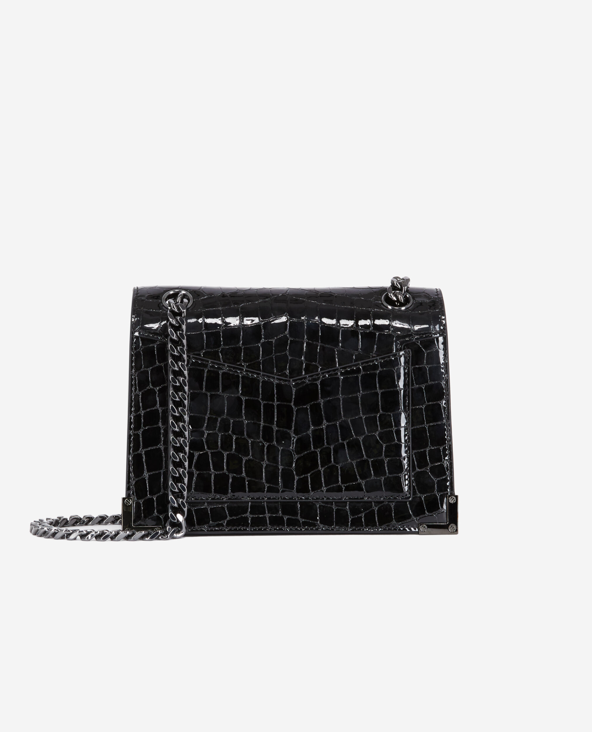 Emily chain bag in black crocodile-effect leather BLACK