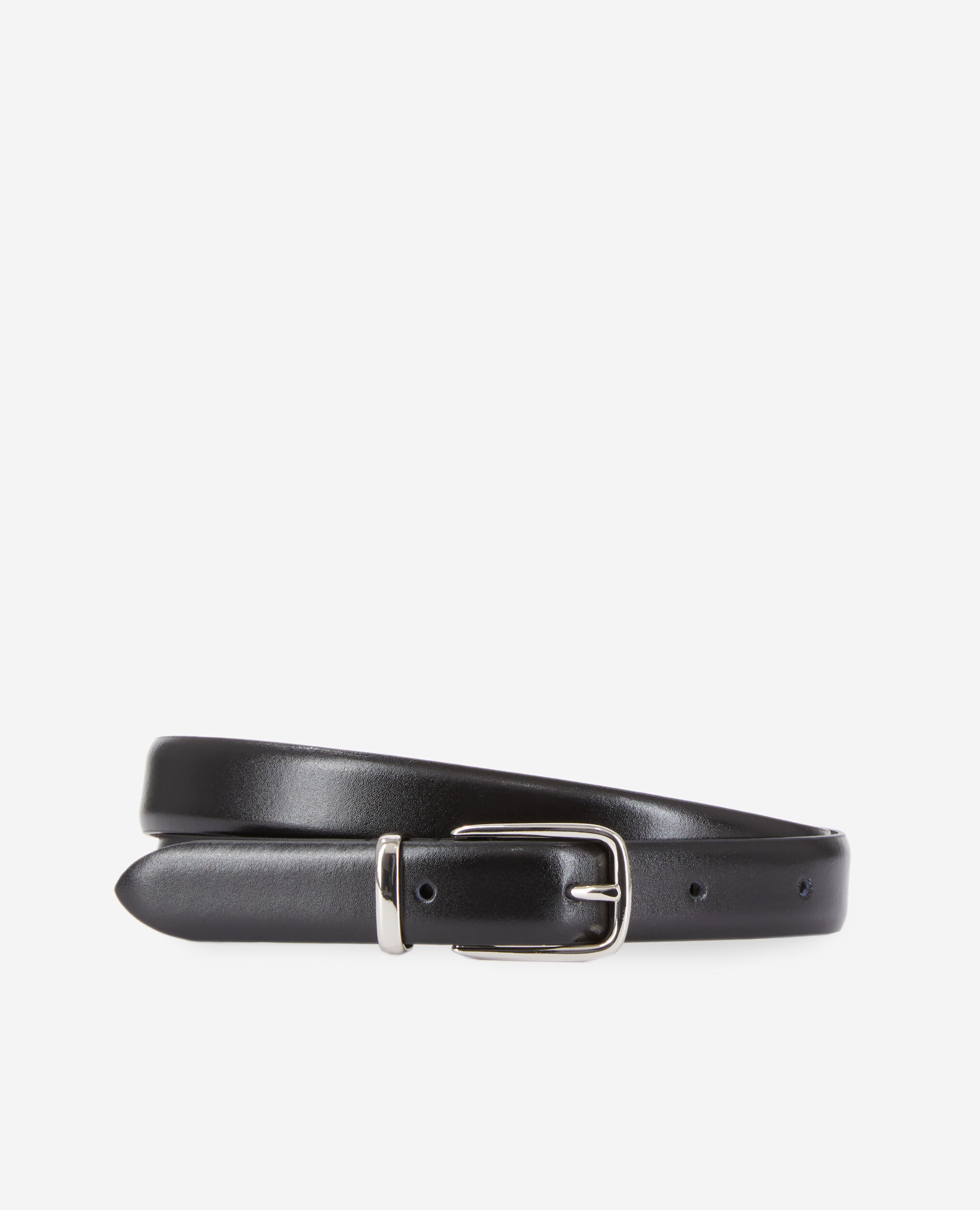 Black glazed leather belt BLACK