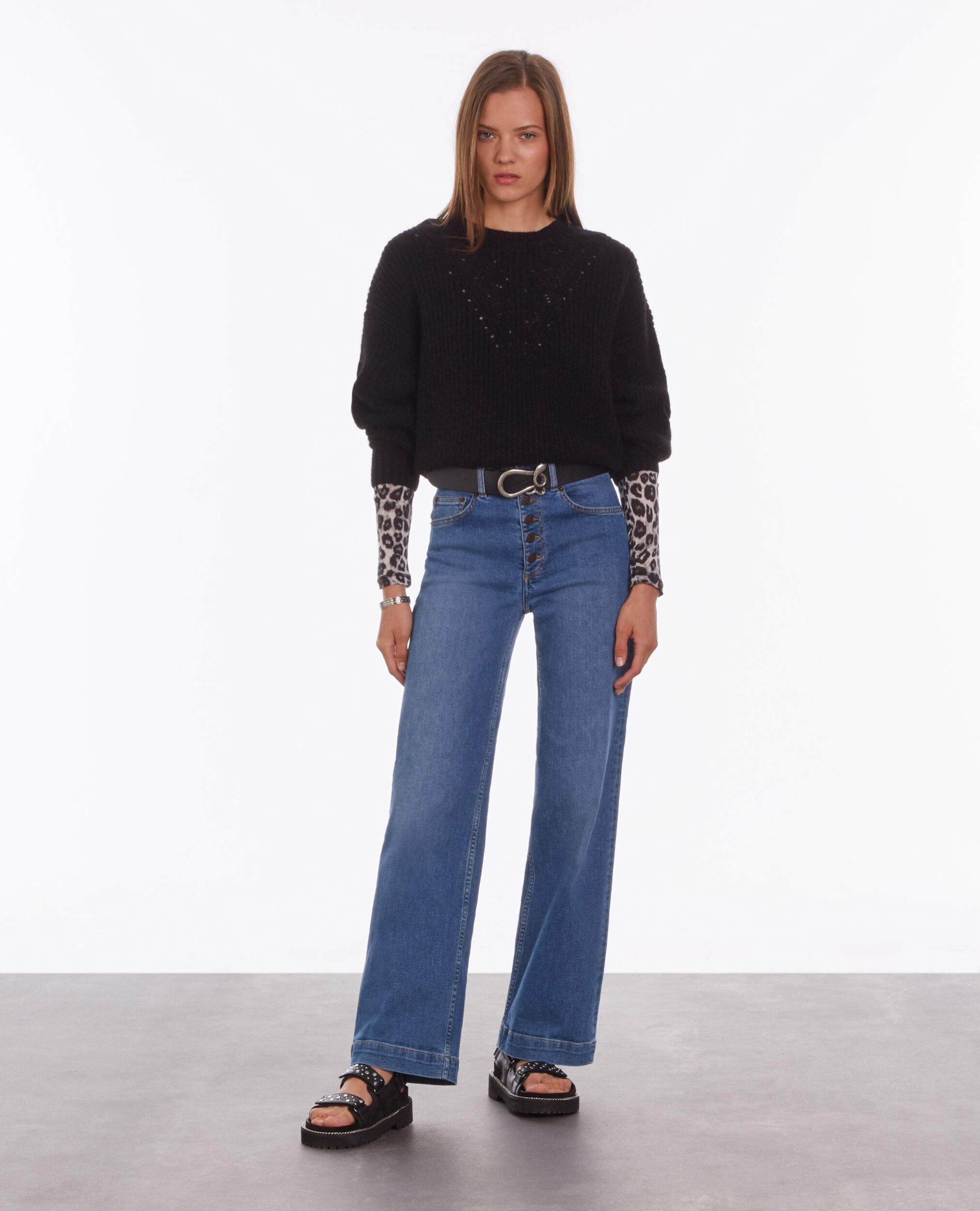 Black wool-blend sweater BLACK