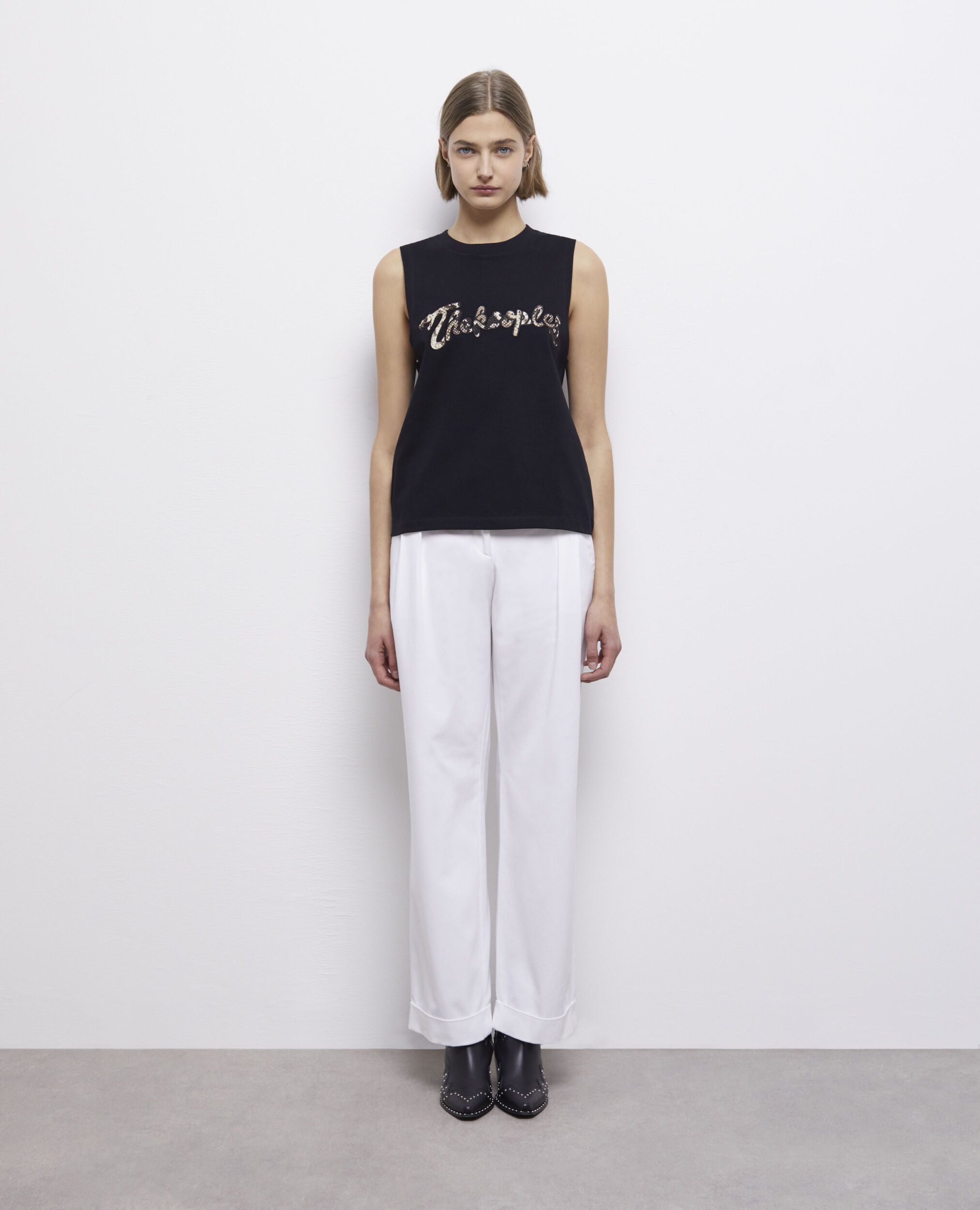 Women's black t-shirt with snake logo print BLACK