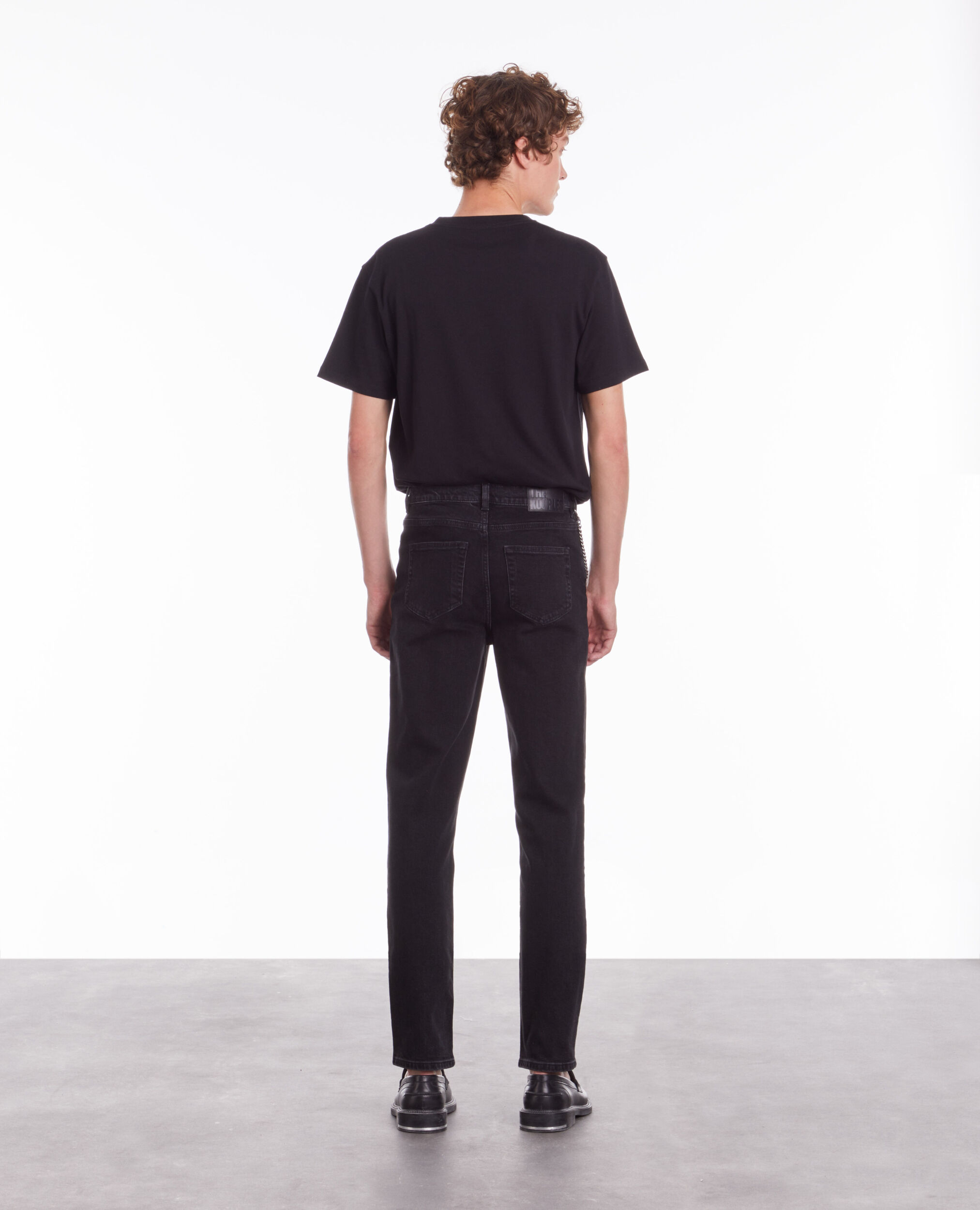 Straight black jeans with chain BLACK WASHED