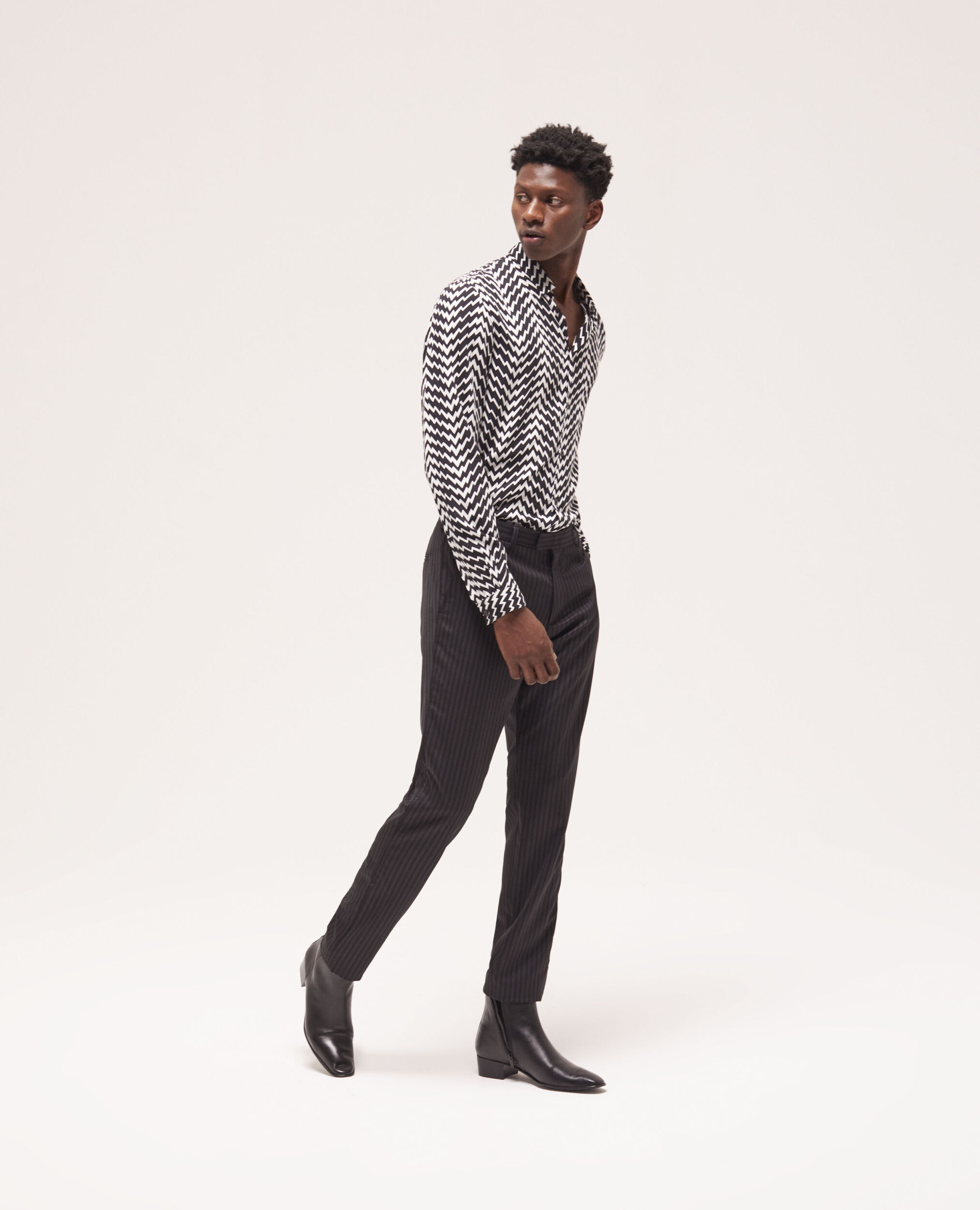 Striped wool suit pants BLACK GREY