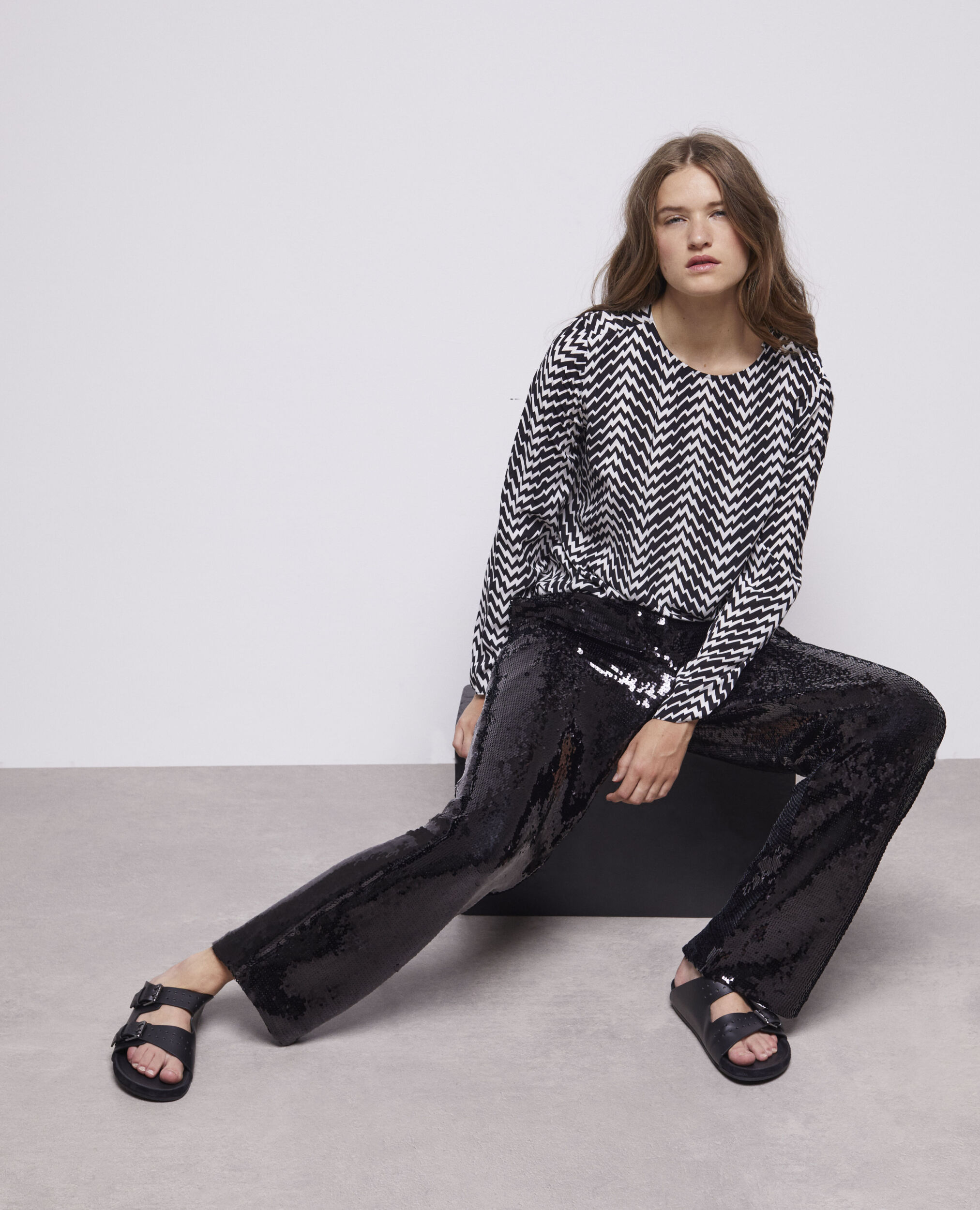 Black sequin pants BLACK