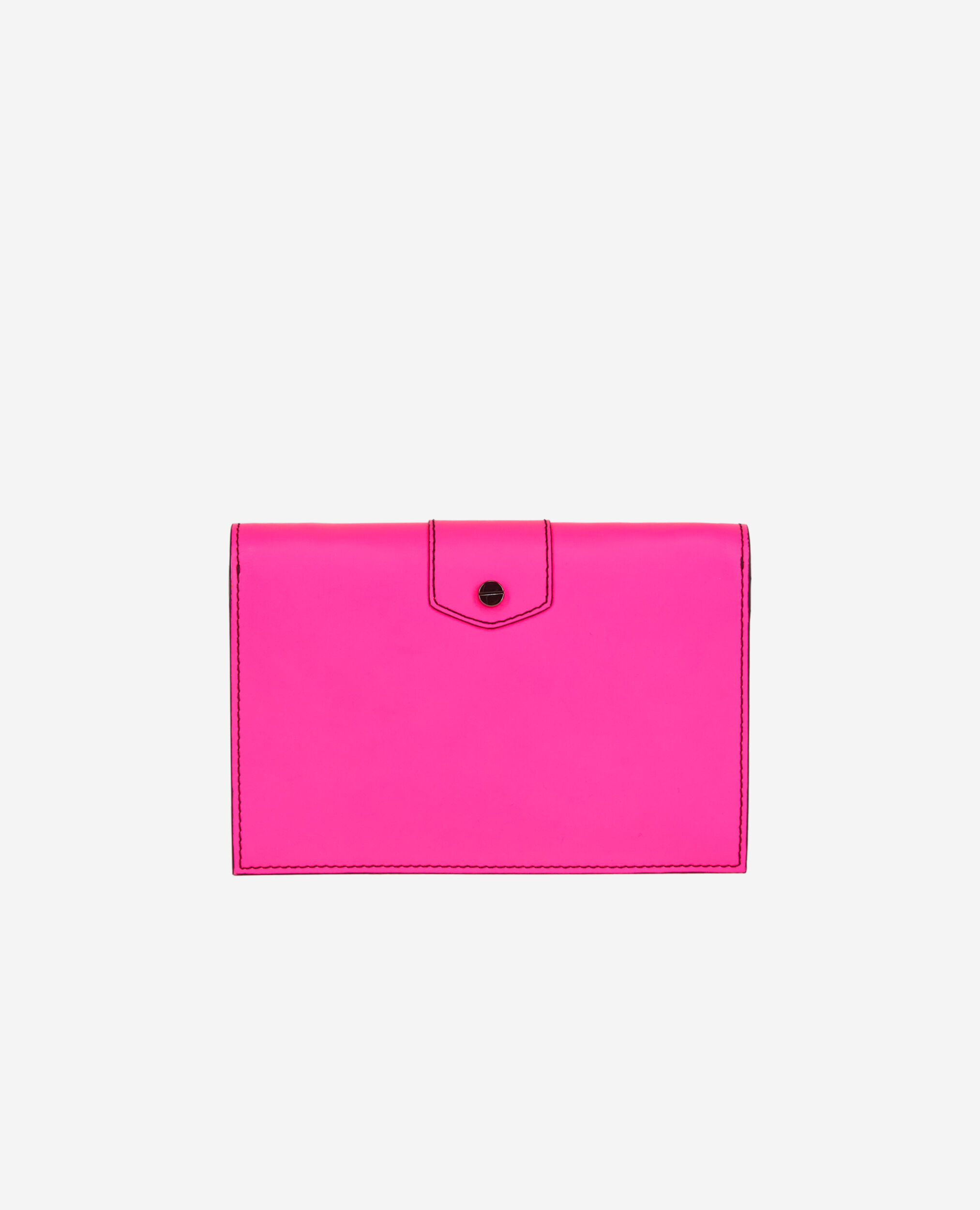 Medium Emily pink leather clutch bag ELECTRIC PINK