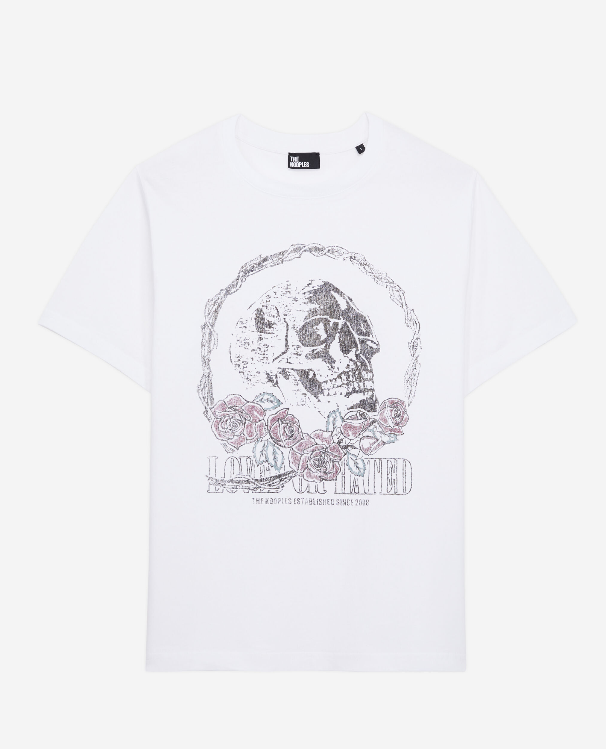 Women's white t-shirt with vintage skull serigraphy WHITE
