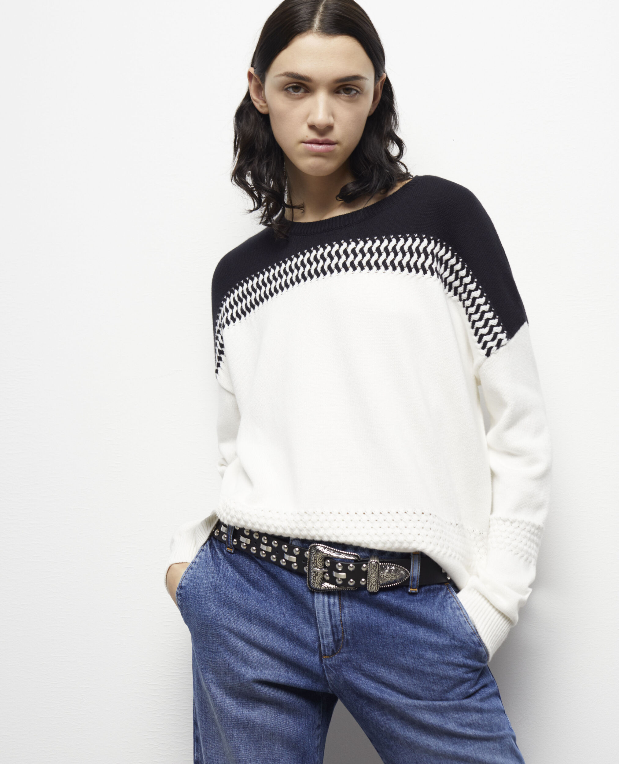 Two-tone jumper WHITE / BLACK