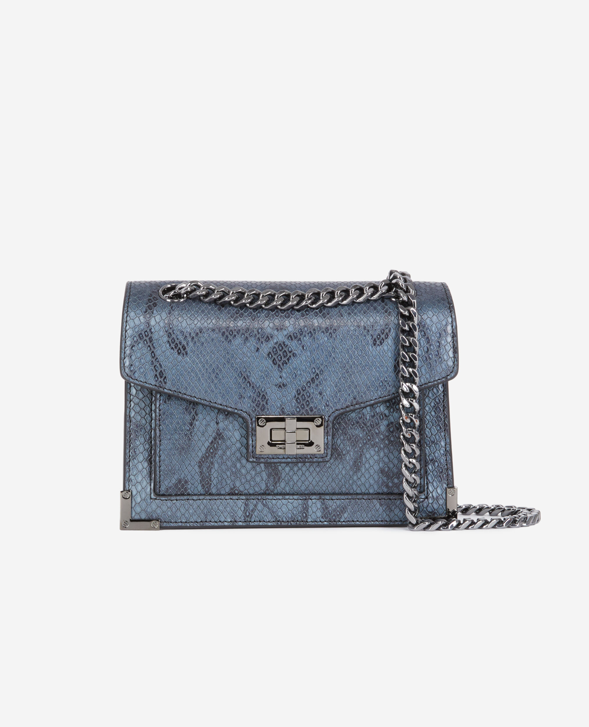 Emily chain bag in grey python-effect leather GRIS BLEU