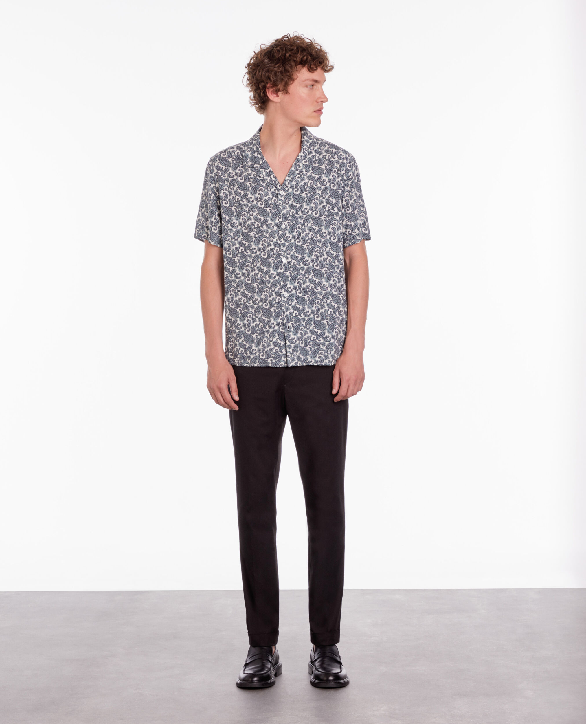 Short sleeved printed shirt WHITE - BLUE
