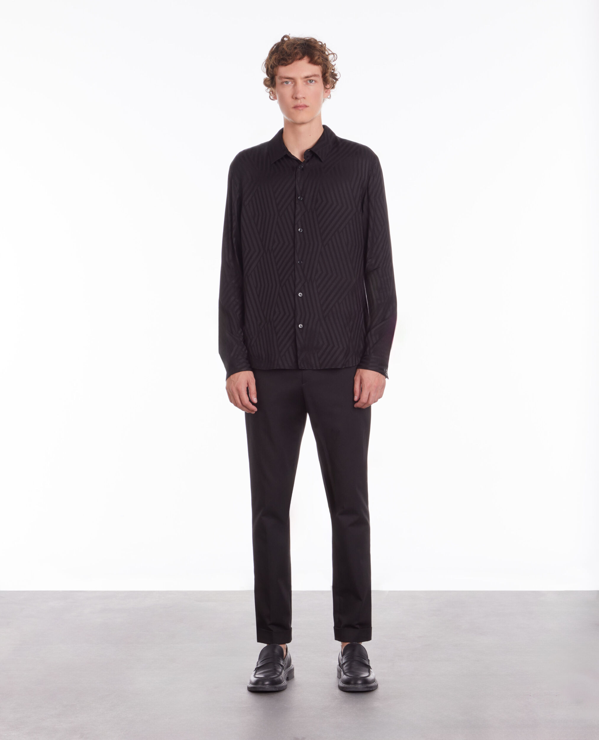 Black geometric jacquard shirt BLACK