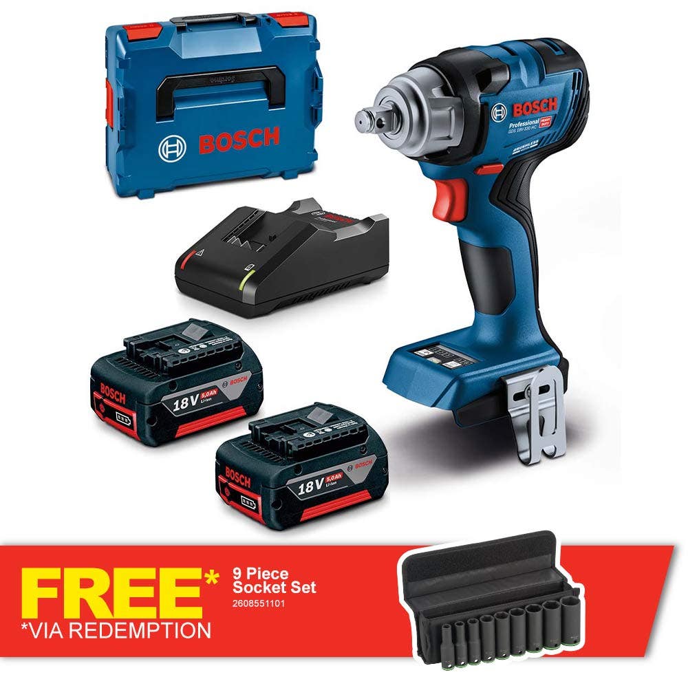 BOSCH 18V Brushless 2 x 5.0Ah 1/2inch Impact Wrench Kit GDS 18V330 HC