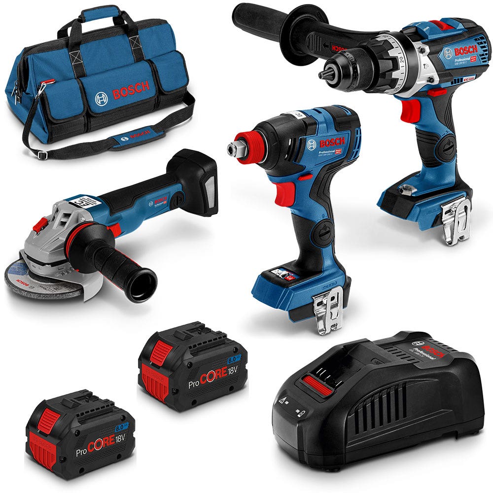 BOSCH ProCORE18V Brushless 3 Piece 2 X 8.0Ah Combo Kit 0615990L27 ...