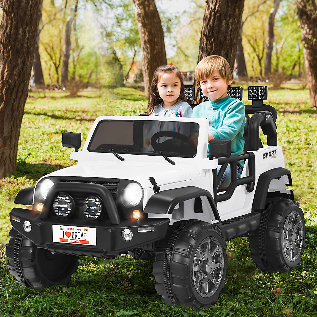Elektroauto Jeep 2 Sitzer mit 3 Geschwindigkeiten weiß