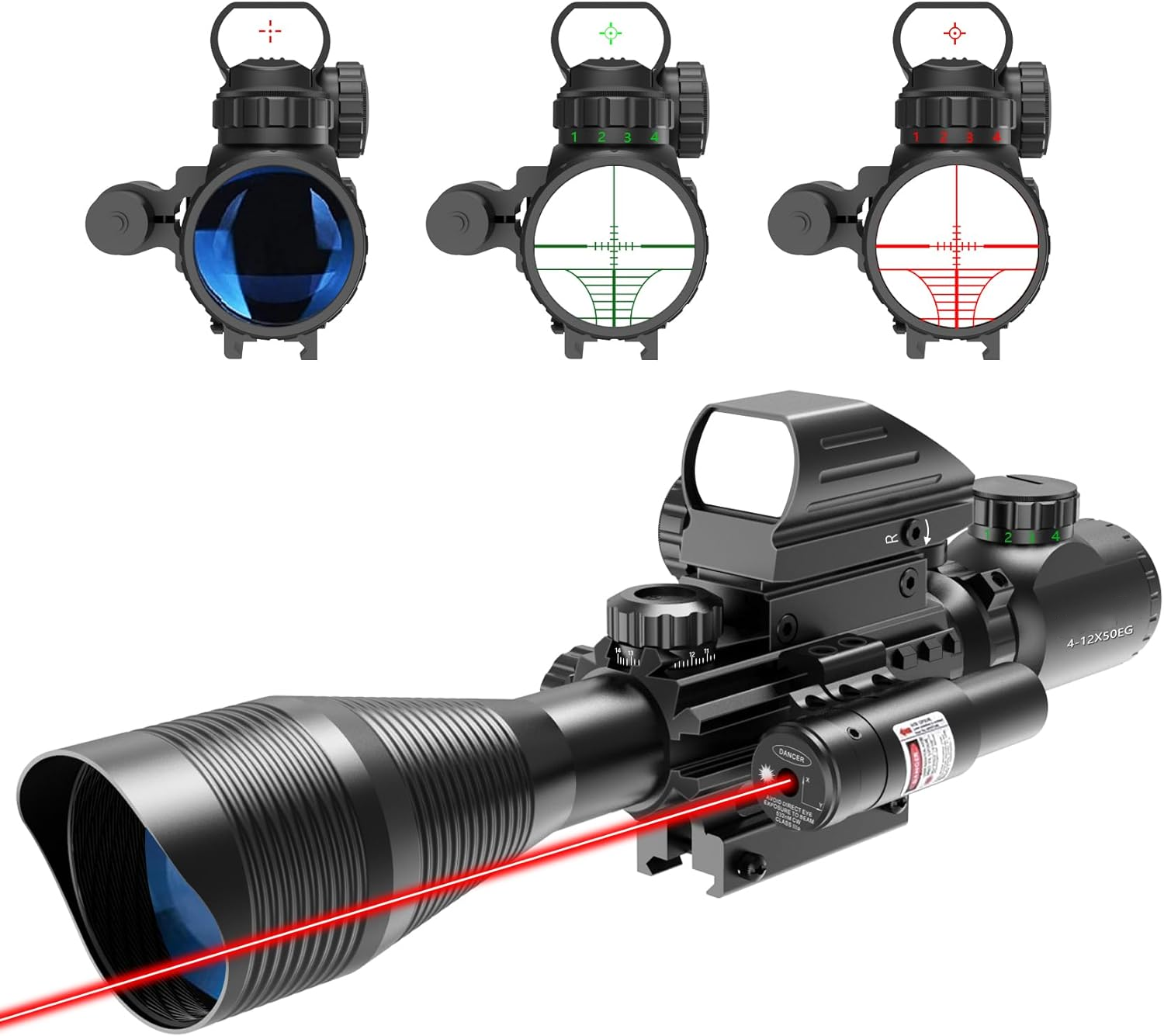 XYSIGHT 4-12x50 EG Illuminated Rangefinder Sniper Rifle Scope Tactical Combo