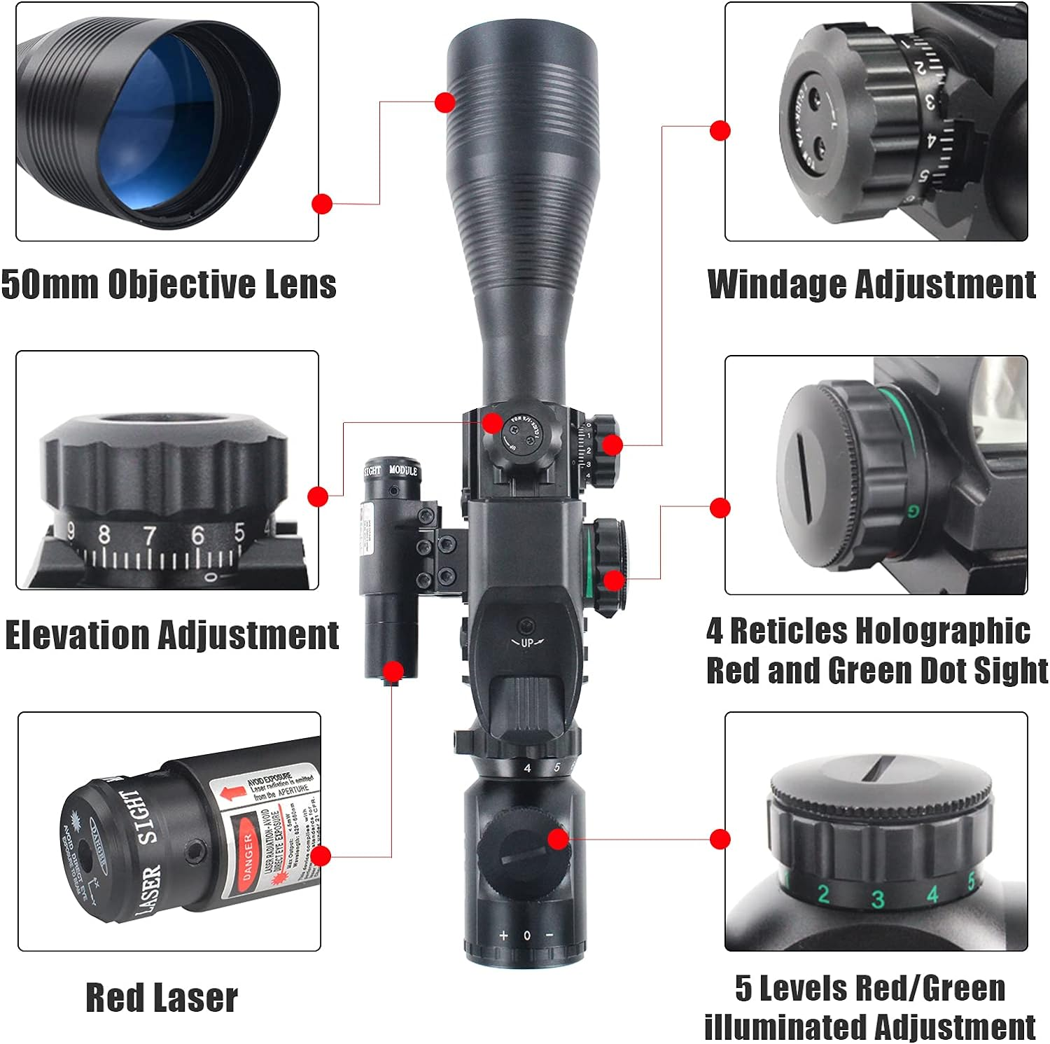 XYSIGHT 4-12x50 EG Illuminated Rangefinder Sniper Rifle Scope Tactical Combo